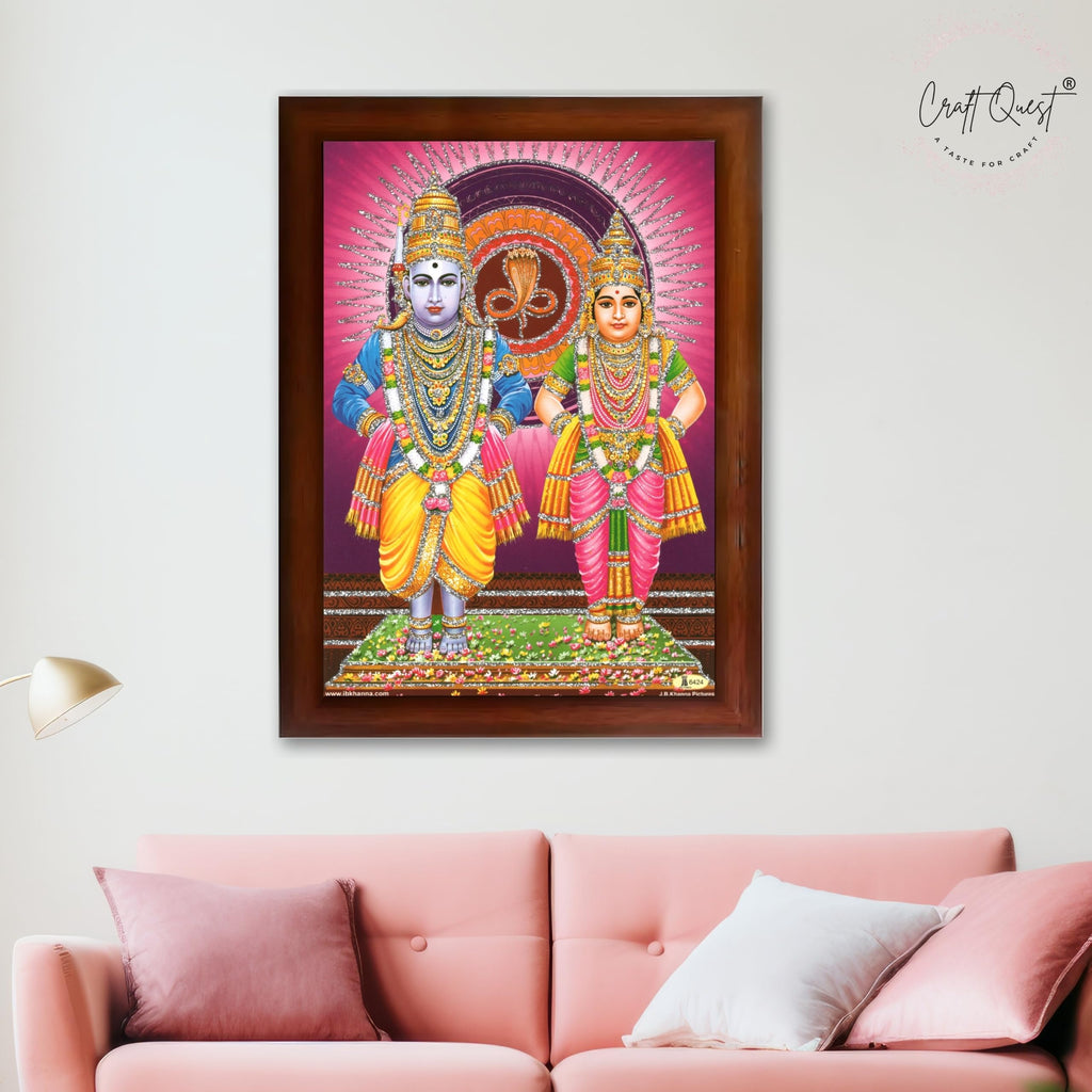 CRAFT QUEST Shri Vitthal Rukmini Photo Frame with Acrylic Sheet Wall Hanging/Gift/Temple/puja Room/Home Decor Frame Item