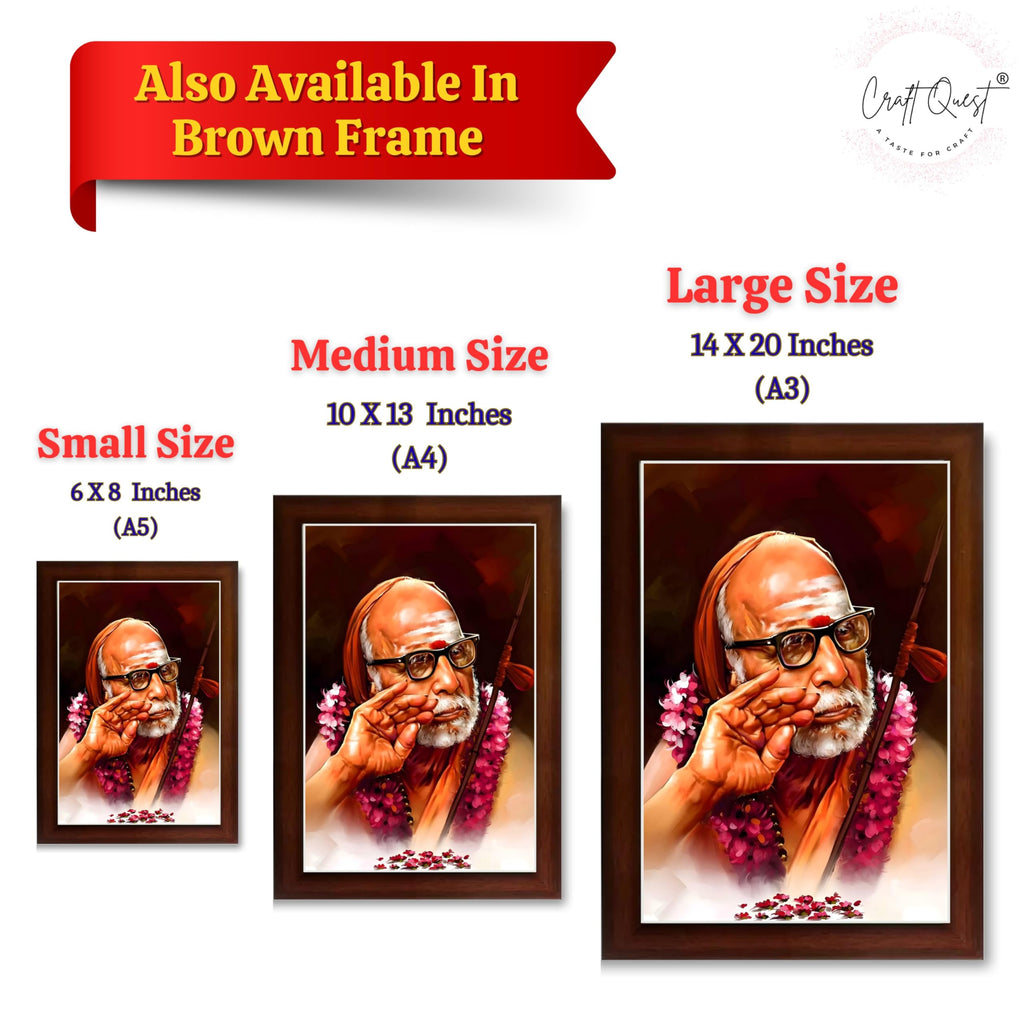 CRAFT QUEST Kanchi Maha Periyava Periyavar Periyar Kanji Wall Painting Framed Home Décor