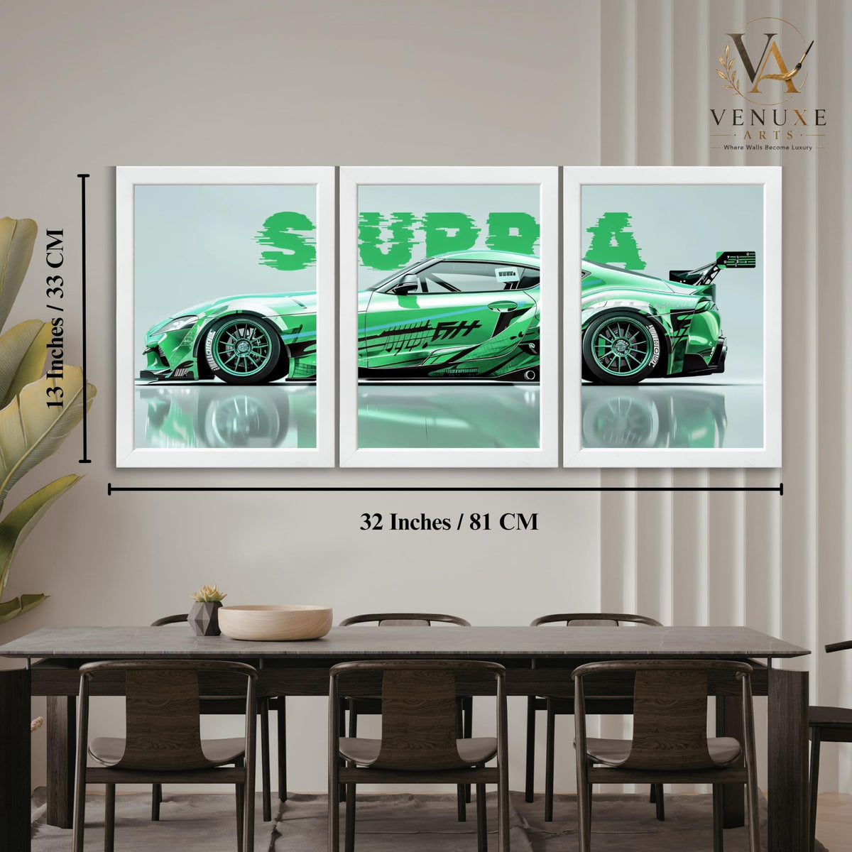 VENUXE ARTS Set Of 3 Big Sports Cars Framed Posters Gift Items for Boys Room Wall Decoration Bedroom Living Room Office Studio Décor | Car Poster Frame for Wall Décor