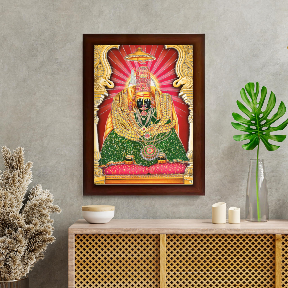 CRAFT QUEST Tulja mata photo with frame, Tuljabhawani photo, Tuljapur, Religious Framed Painting with Acrylic glass