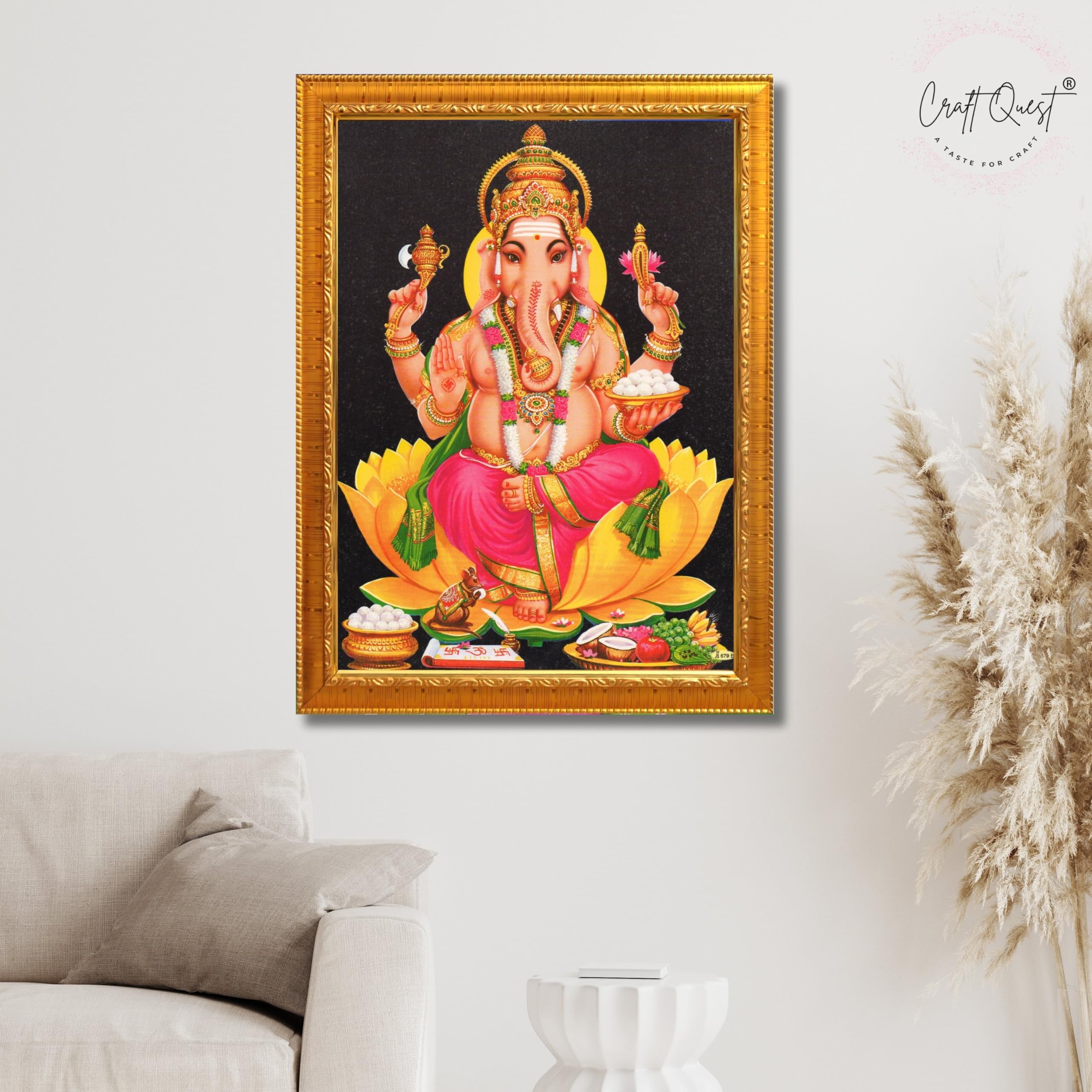 CRAFT QUEST Lord Ganesha Ganpati ji Modern Wall Painting With Frame For Home and Office Decor,