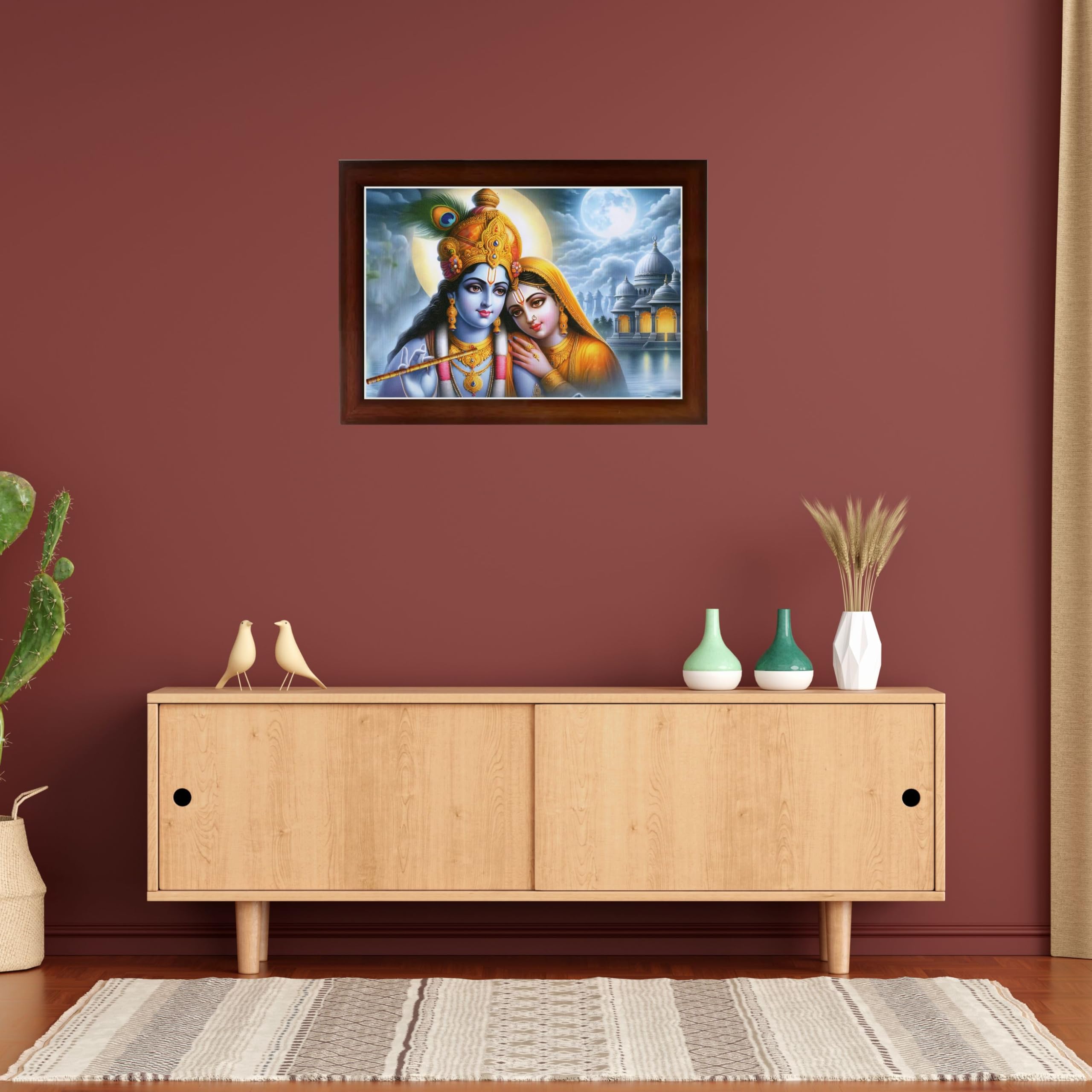 CRAFT QUEST Radha Krishna Art Photo Framed Painting for Home and Bedroom Wall Decoration of Size 14X10 Inches with Frame And Acrylic Glass