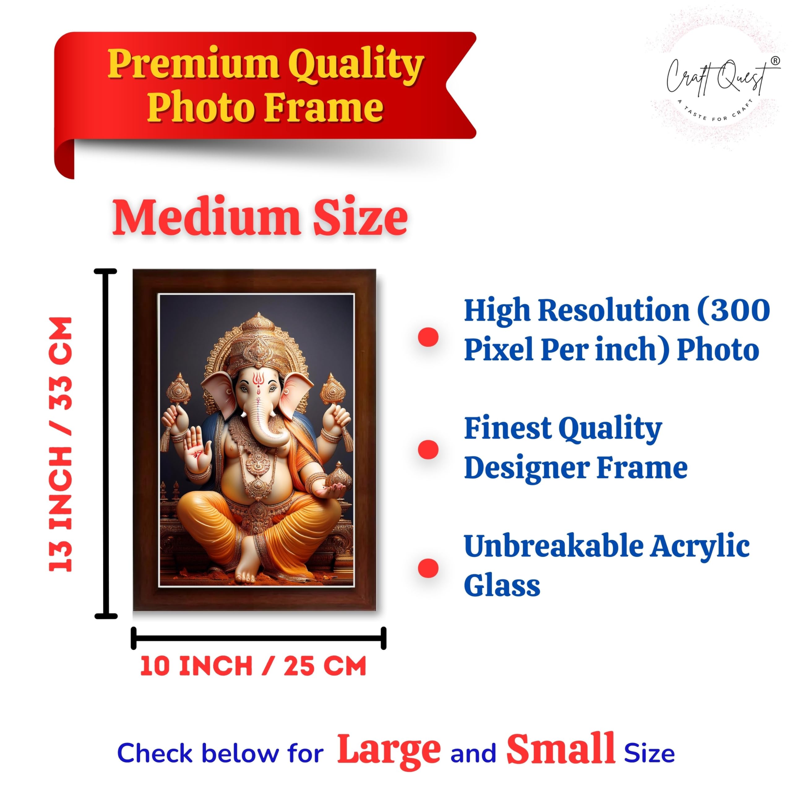 CRAFT QUEST Lord Ganesha Ganpati Ganapathi Hanging Wall Painting Framed For Home Décor