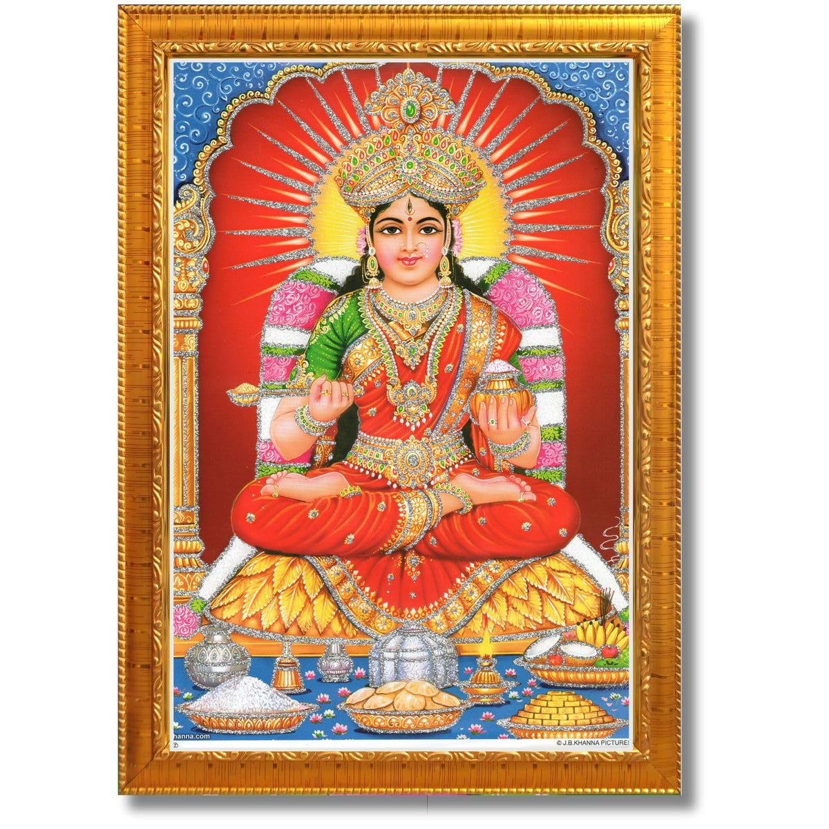 CRAFT QUEST Maa Annapurna devi sitting on throne photo frame with Acrylic glass for Kitchen Worship