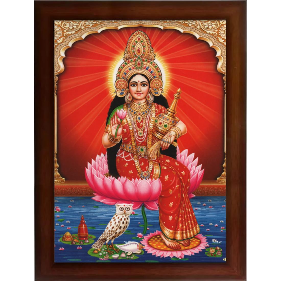 CRAFT QUEST Goddess Lakshmi Devi Dhana Vaibhav Laxmi Maa Wall Painting Frame Home Decor