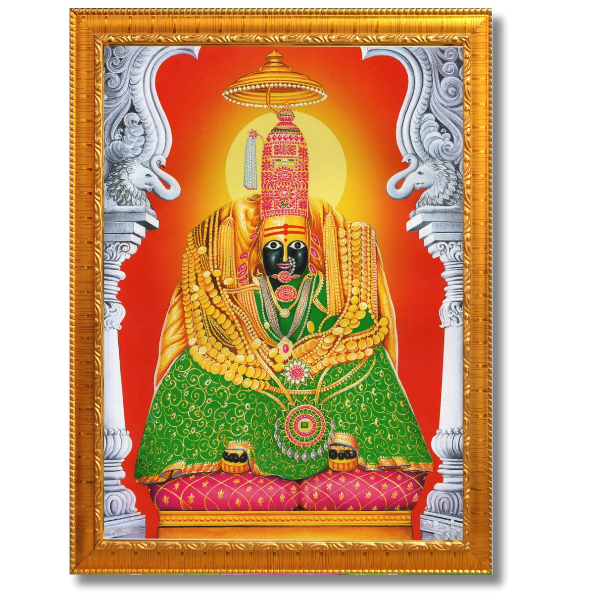 CRAFT QUEST Tulja mata photo with frame, Tuljabhawani photo | Hindu God Spiritual Framed | Ideal for Home, Office, Temple & Puja Room, Wall Decor