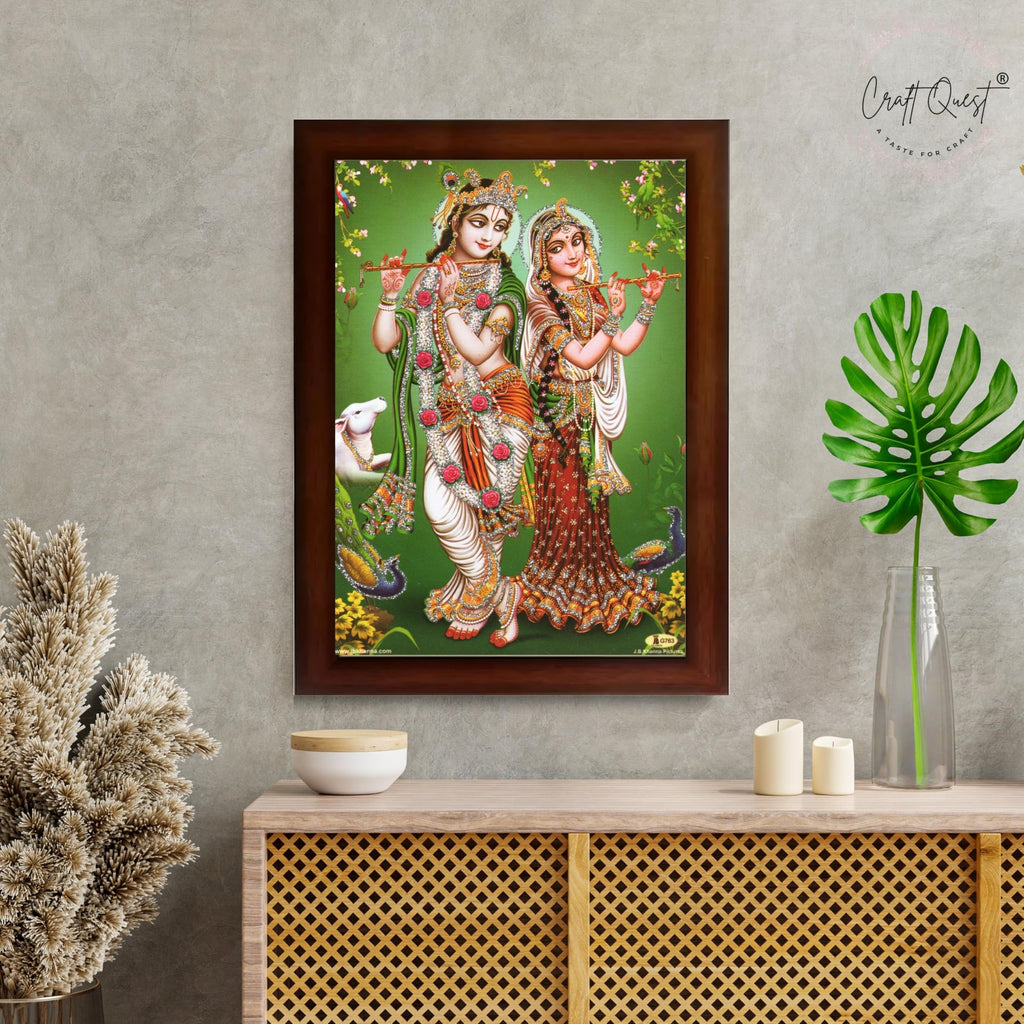 CRAFT QUEST Lord Radha Krishna Photo Frame Wall Painting Framed Home and room Décor