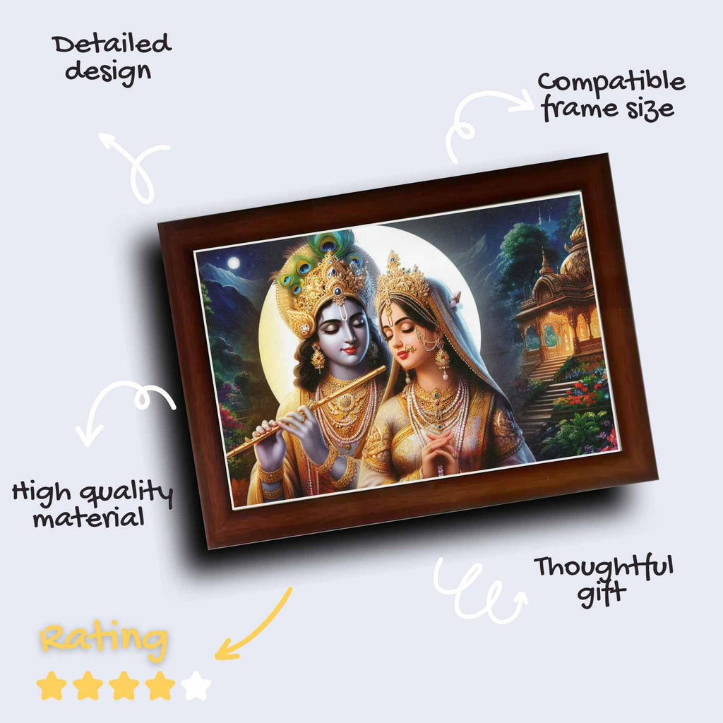 CRAFT QUEST Radha Krishna Art Photo Framed Painting for Home and Bedroom Wall Decoration of Size 14X10 Inches with Frame And Acrylic Glass RK204