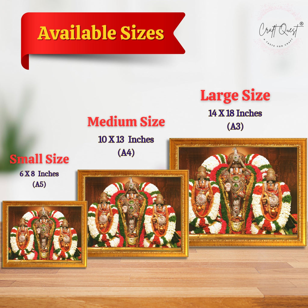 CRAFT QUEST Tirupati Balaji with Padmavati Photo Frame; sri; Venkateshwara; Wall Photo Frame | South God Frame for Home, Office, Temple & Gifting