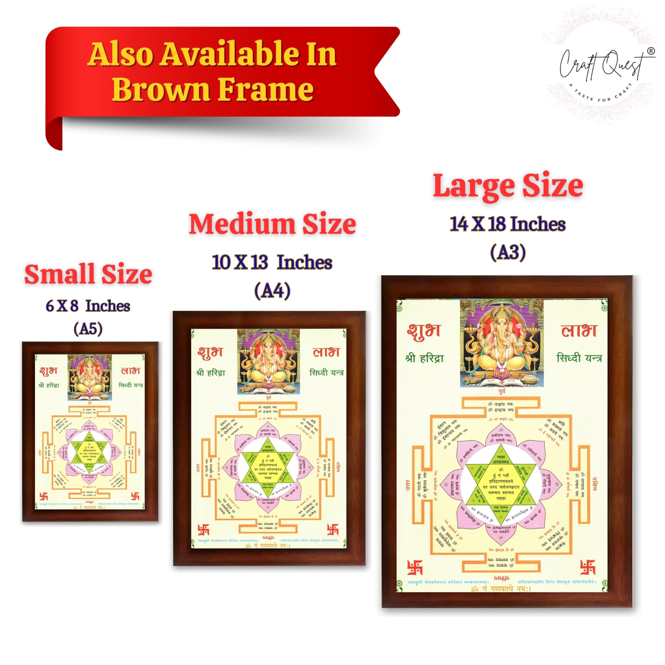 CRAFT QUEST Lord Ganpati Ganesh ji Modern Wall Painting With Frame For Home pooja, and Office Decor,