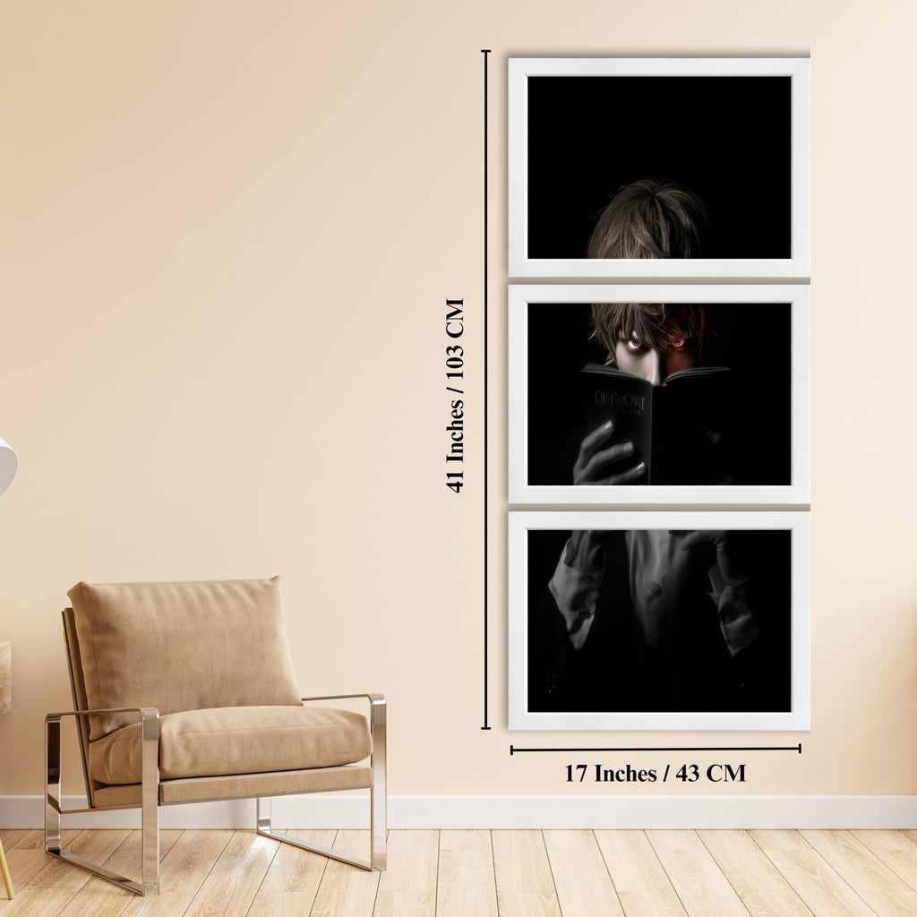 VENUXE ARTS Set Of 3 Anime Characters Wall Framed |Anime Characters Framed Poster for Living Room Bedroom Gaming Room Studio Wall Decor