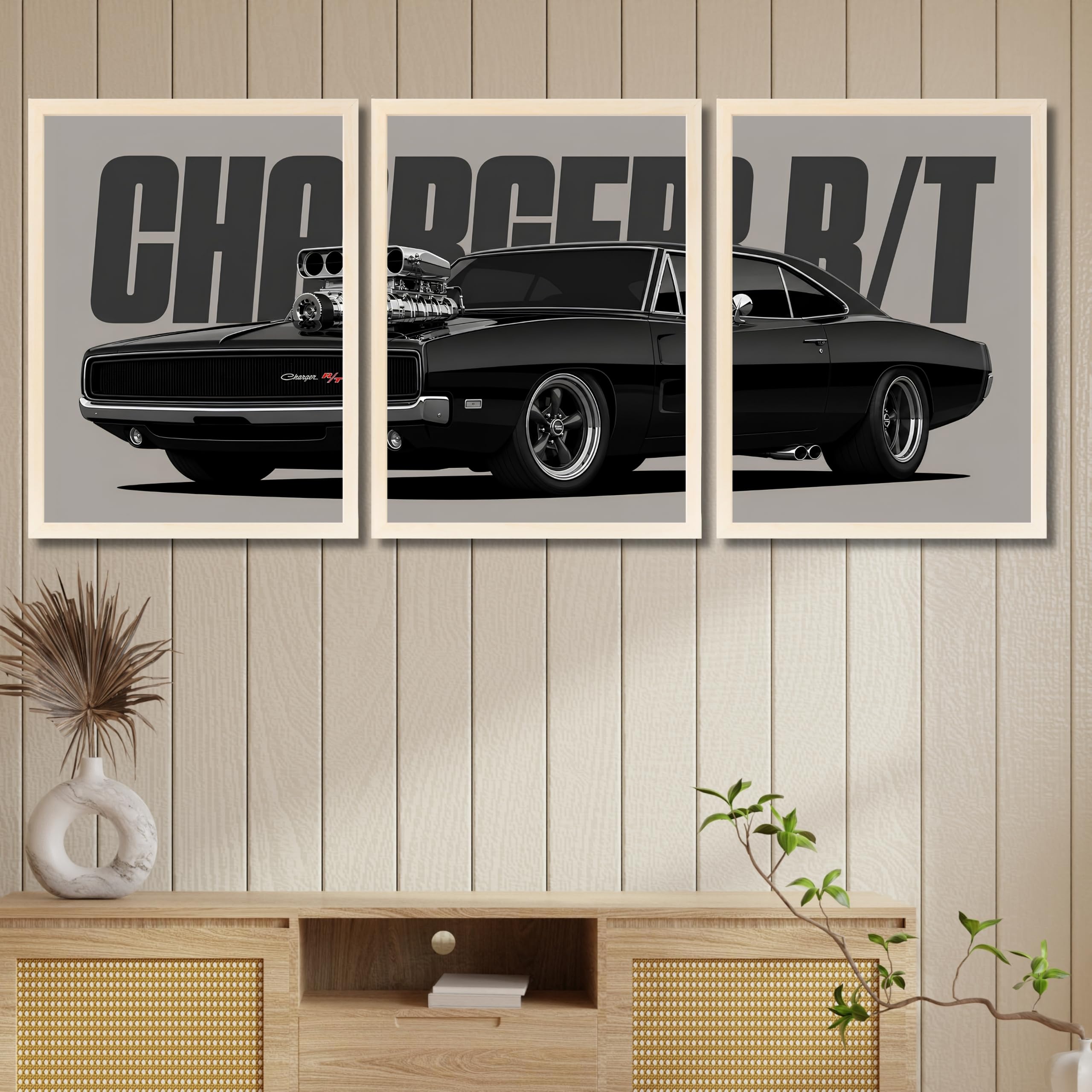 VENUXE ARTS Set Of 3 Big Sports Cars Framed Posters Gift Items for Boys Room Wall Decoration Bedroom Living Room Office Studio Décor | Car Poster Frame for Wall Décor