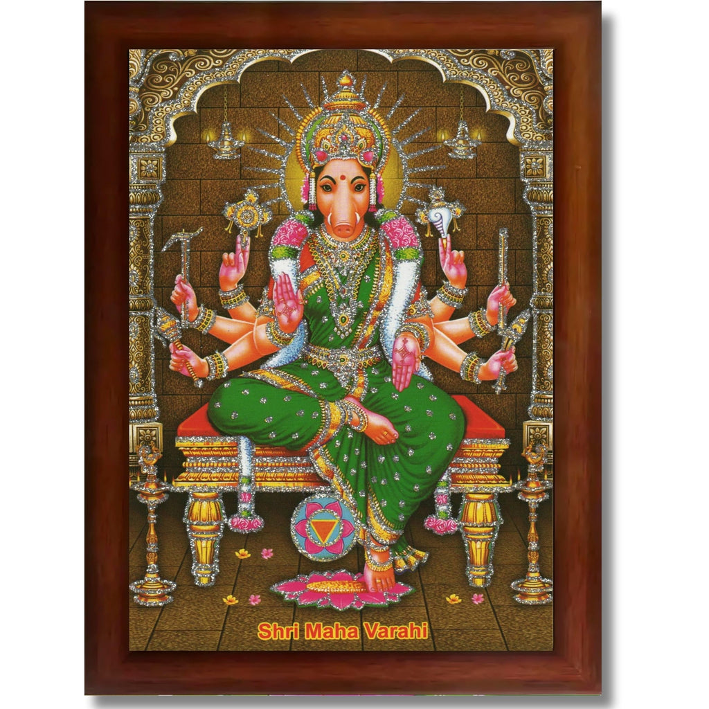 CRAFT QUEST Varahi Amman Photo Varahi Wall Painting Photo Frame With Acrylic Glass| South Devi God Frame for Home, Office, Temple & Gifting