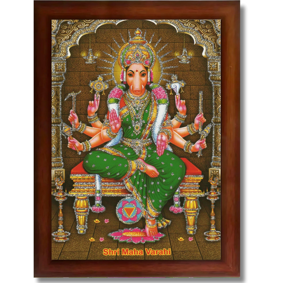 CRAFT QUEST Varahi Amman Photo Varahi Wall Painting Photo Frame With Acrylic Glass| South Devi God Frame for Home, Office, Temple & Gifting