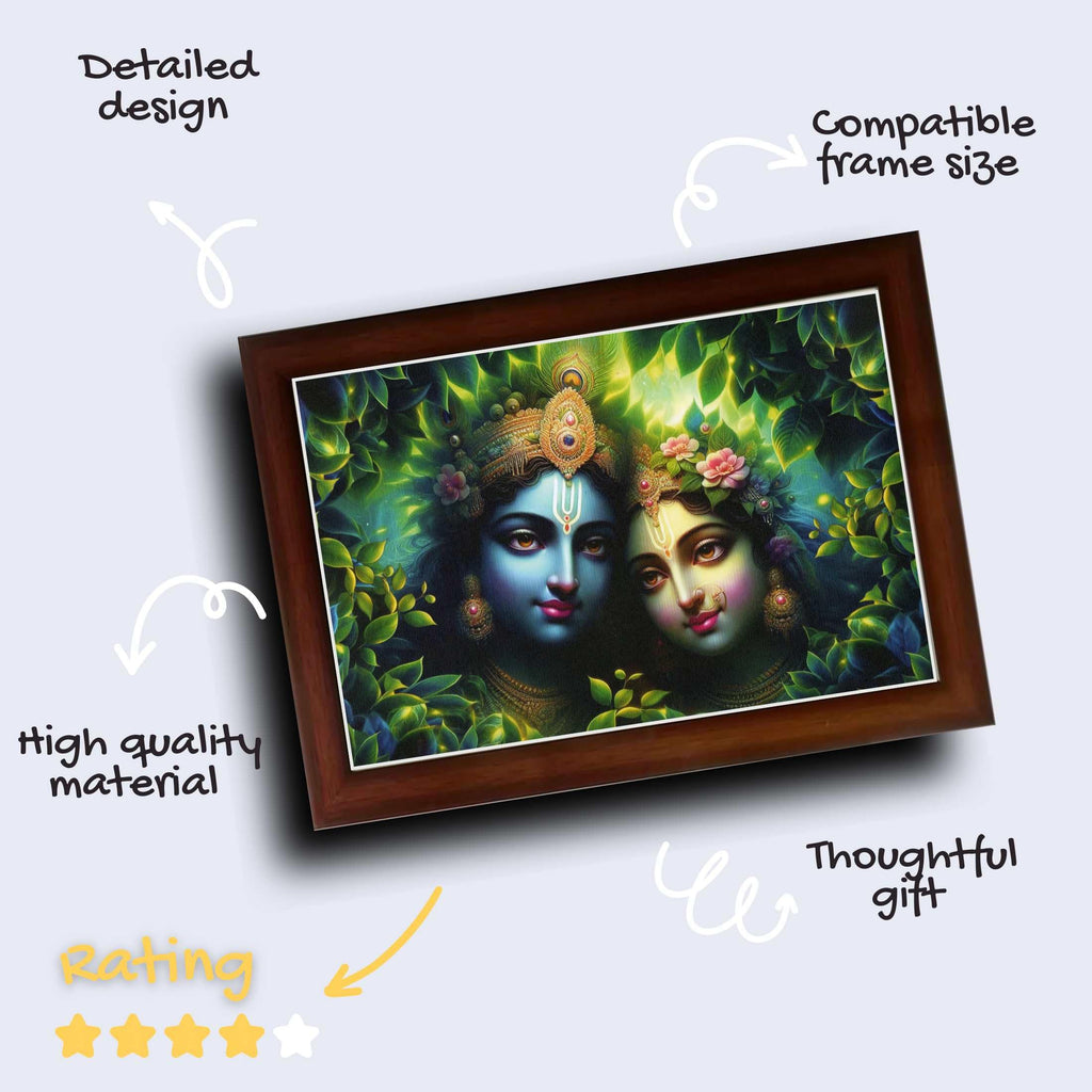 CRAFT QUEST Radha Krishna Art Photo Framed Painting for Home and Bedroom Wall Decoration of Size 14X10 Inches with Frame And Acrylic Glass RK213