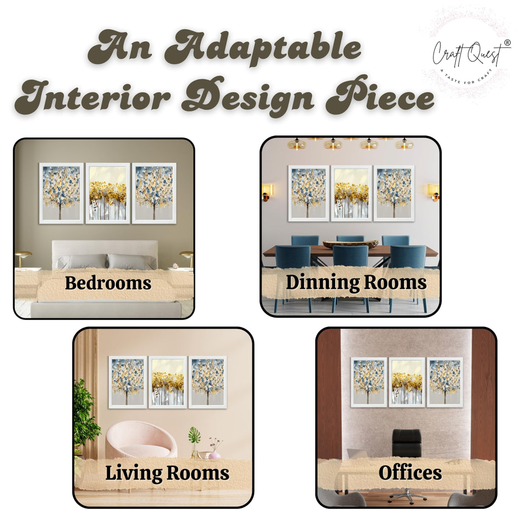 CRAFT QUEST Modern Art 3 SET Paintings Wall Art | Set of 3 Frames for Home Decoration | Ideal for Living Room, Bedroom & Offices