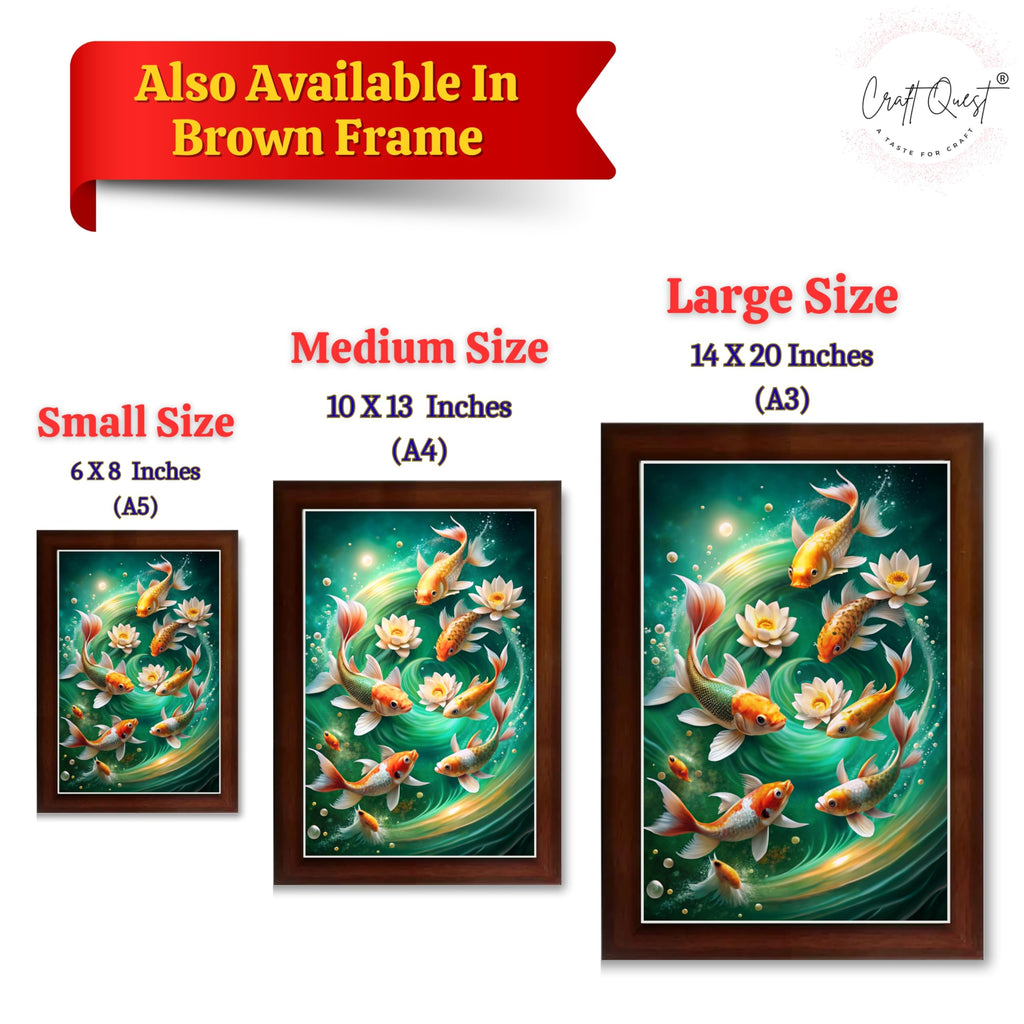 CRAFT QUEST Vastu Fishes Painting With Floating Frame Home Office Wall Decor | Paintings for Home Decoration, Living room, Bedroom and Office Décor