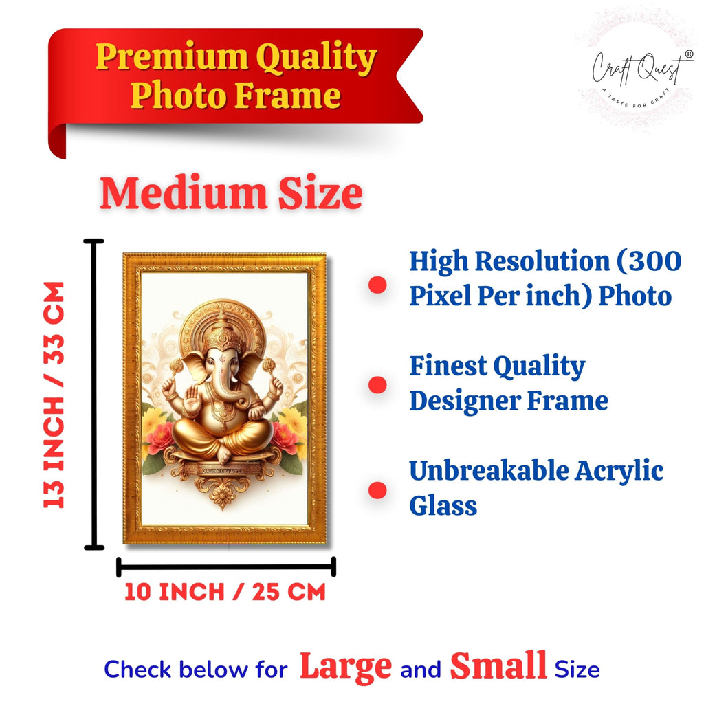 CRAFT QUEST Lord Ganesha Ganpati ji Modern Wall Art Painting With Frame For Pooja, Home and Office Decor,