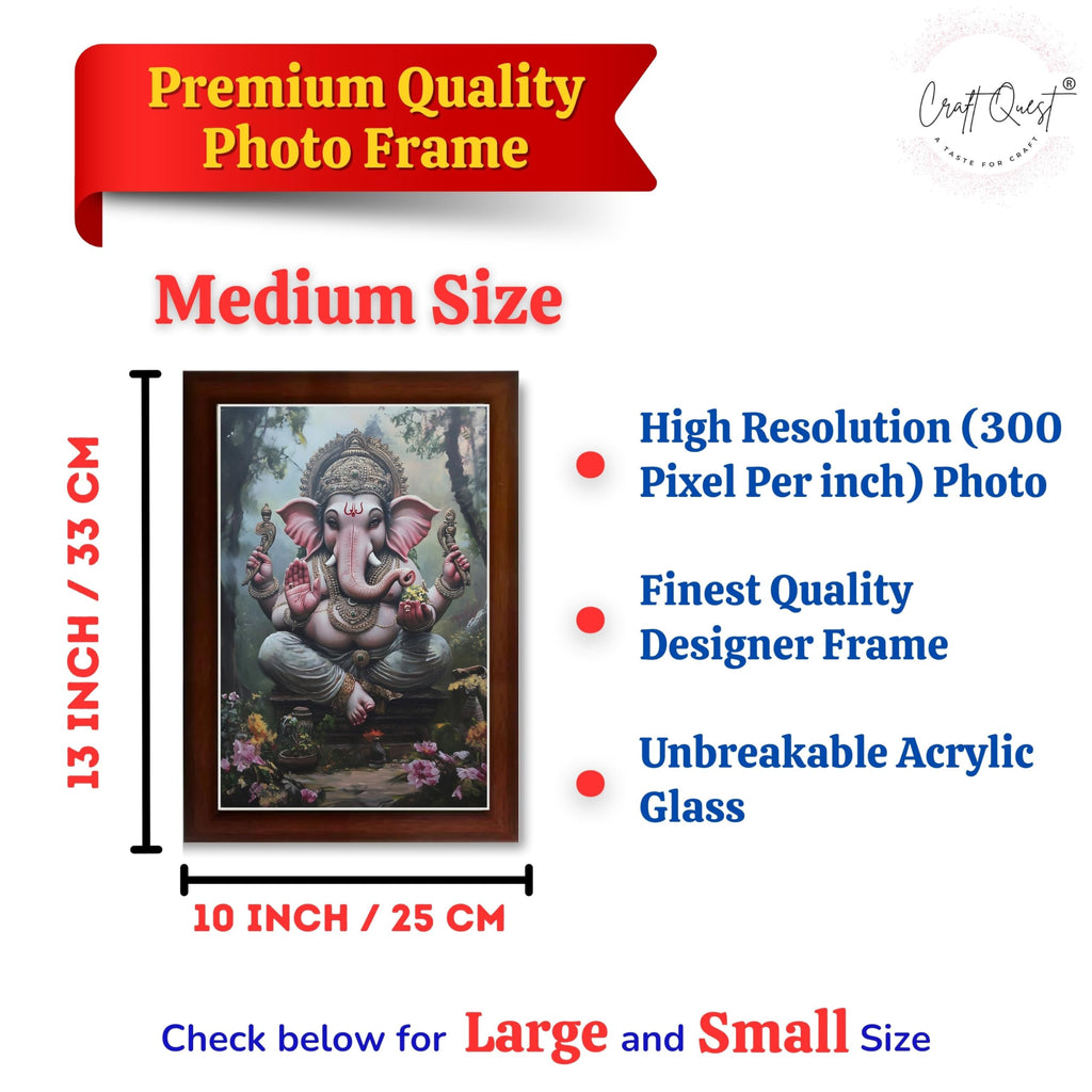 CRAFT QUEST Lord God Ganesh Ganpati ji Hanging Wall Painting Framed For Home Décor