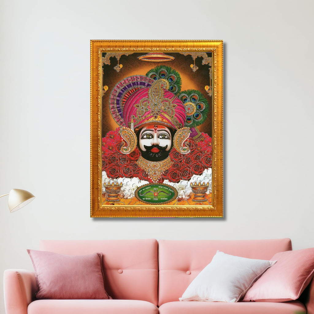CRAFT QUEST Khatu Shyam Ji | Shyam Baba | Hare Ka Saharaa Khatu Shyam Hamara Photo Frame Wall Painting For Home Decoration And Gifting