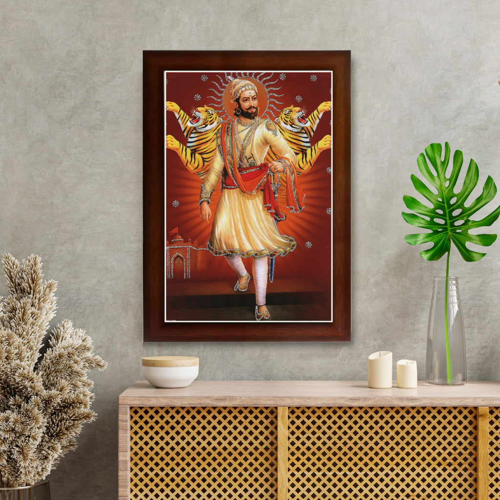 CRAFT QUEST Shivaji Chhatrapati Maharaj Photo Frame | For Living, Pooja Room | Wall Decoration Item | Best Gifting Option