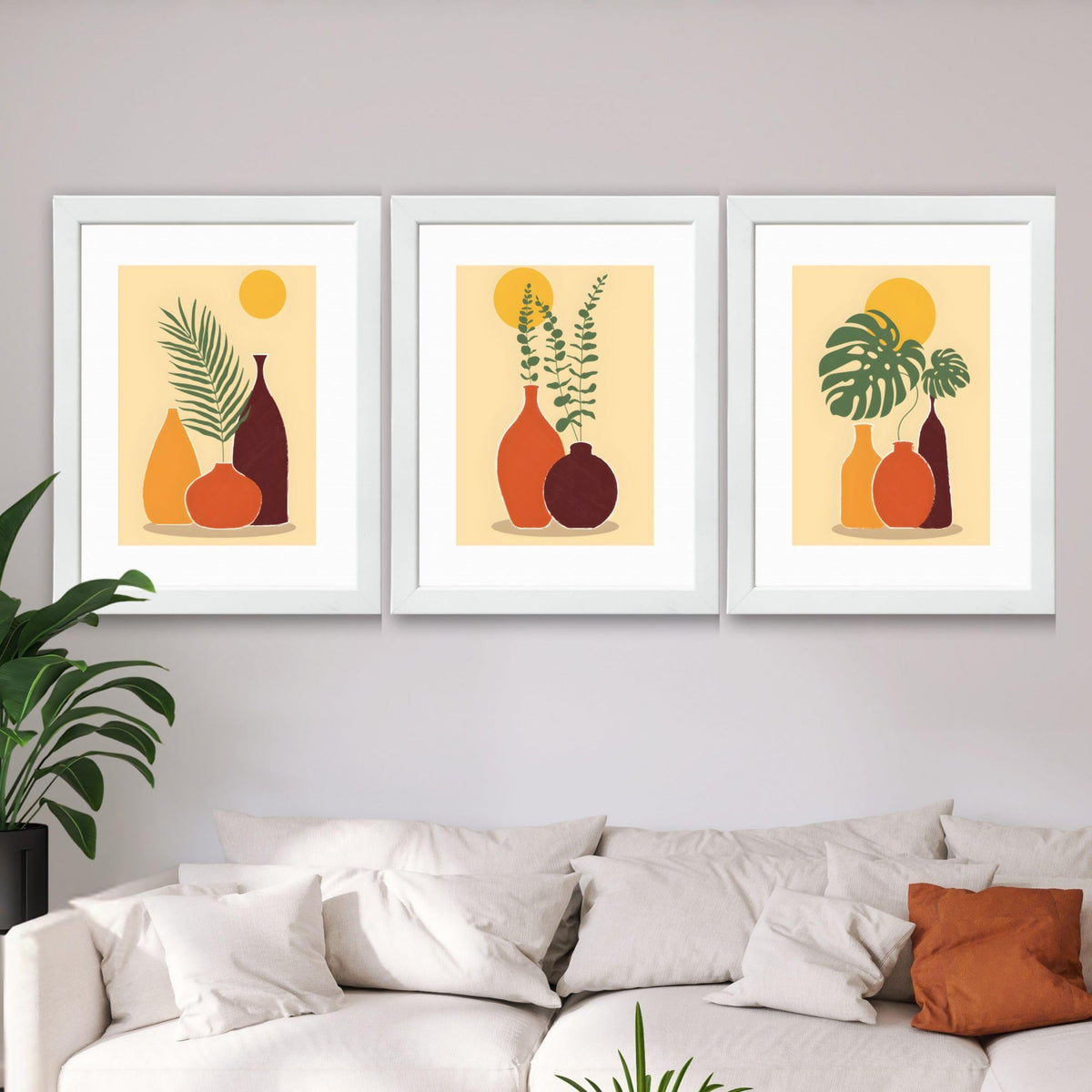 CRAFT QUEST Wall Art Decor Paintings | Set of 3 FLORAL Wall Art Frames for Home Decoration | Ideal for Living Room, Bedroom & Offices