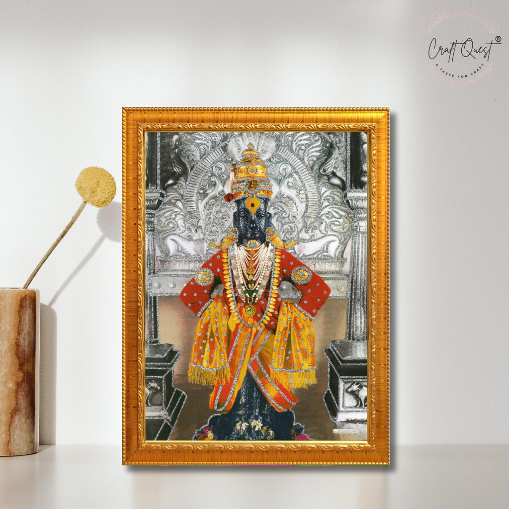 CRAFT QUEST Shri Vitthal Rukmini Religious Photo Frame with Acrylic Sheet Wall Hanging/Gift/Temple/puja Room/Home Decor Frame