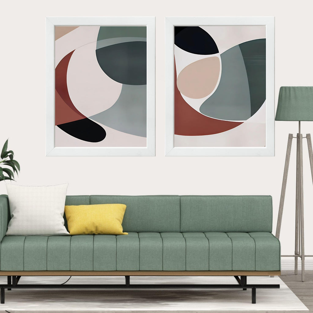 CRAFT QUEST Wall Art Decor Paintings | Set of 2 Minimalist Wall Art Frames for Home Decoration | Perfect for Living Room, Bedroom & Office