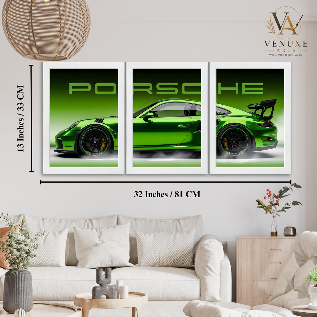 VENUXE ARTS Set Of 3 Big Sports Cars Framed Posters Gift Items for Boys Room Wall Decoration Bedroom, Living Room, Office, Studio Décor | Car Poster Frame for Wall Décor
