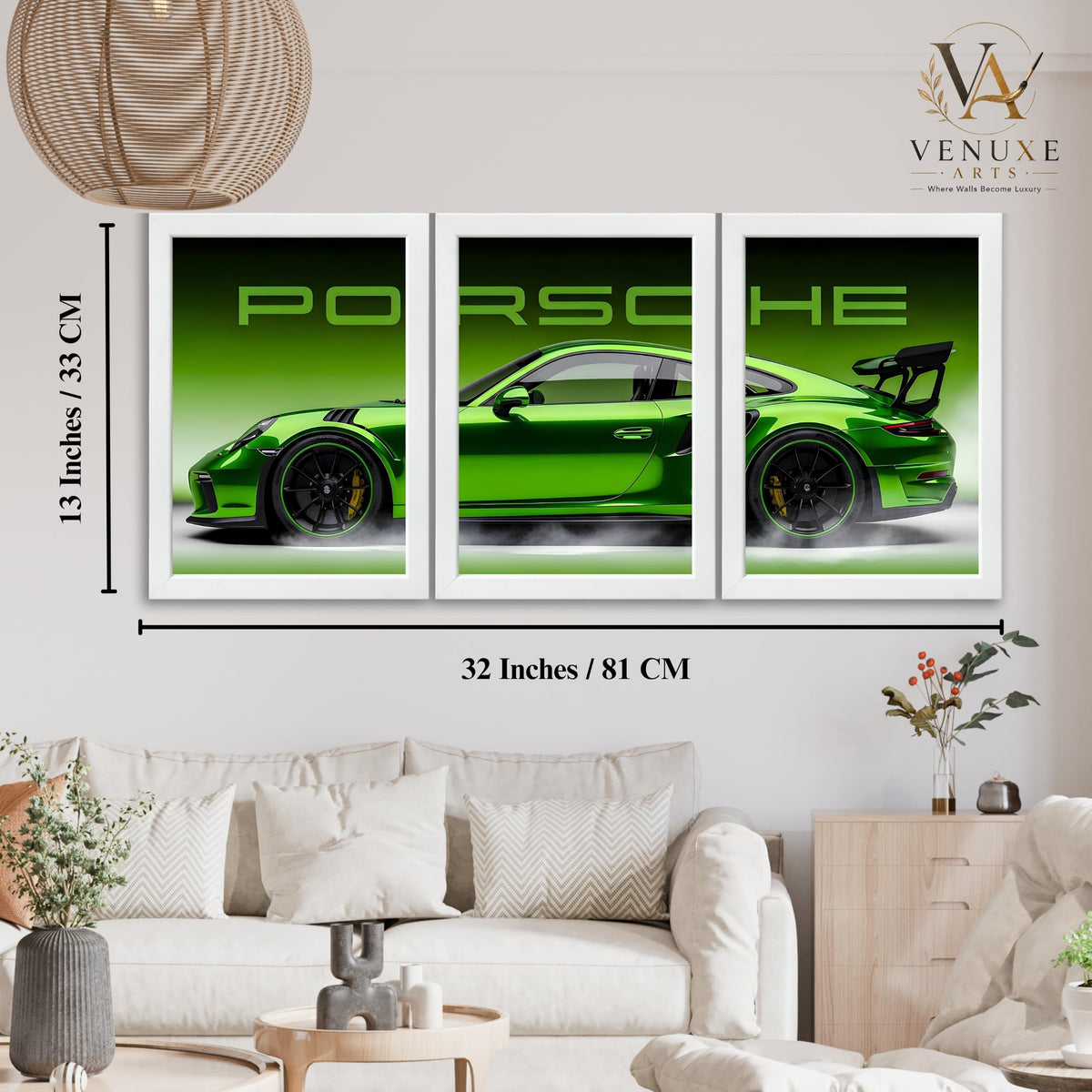 VENUXE ARTS Set Of 3 Big Sports Cars Framed Posters Gift Items for Boys Room Wall Decoration Bedroom, Living Room, Office, Studio Décor | Car Poster Frame for Wall Décor