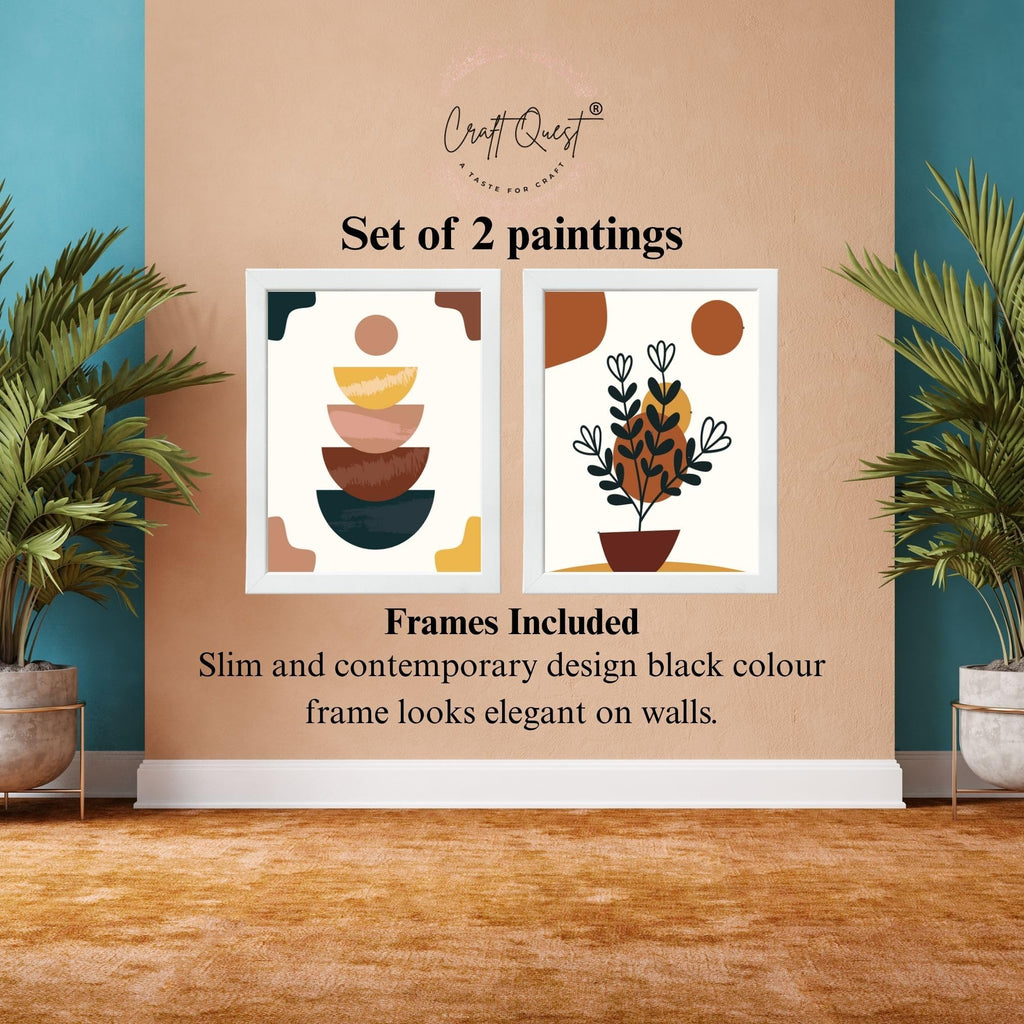 CRAFT QUEST Wall Art Decor Paintings | Set of 2 Wall Art Frames for Home Decoration | Ideal for Living Room, Bedroom & Office (Style 117)