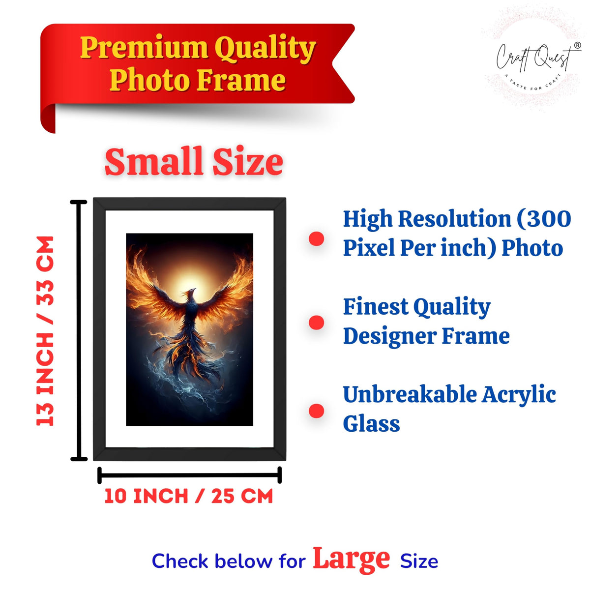 CRAFT QUEST Phoenix Bird Painting – Rising Phoenix Vastu Wall Art – Wall Decoration – Positive Energy Painting for Success, Growth & Spiritual Inspiration