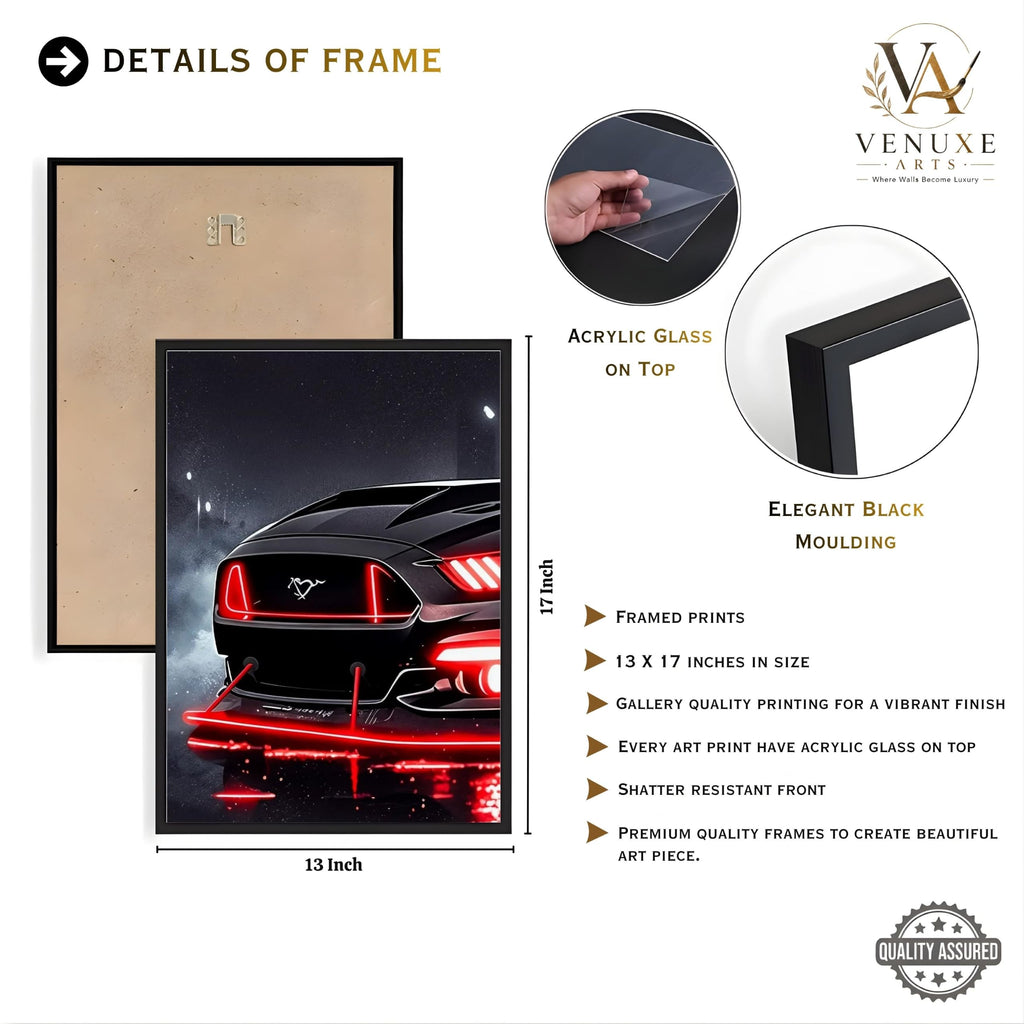 VENUXE ARTS Set Of 3 Big Sports Cars Framed Posters Gift Items for Boys Room Wall Decoration Bedroom Living Room Office Studio Décor | Car Poster Frame for Wall Décor