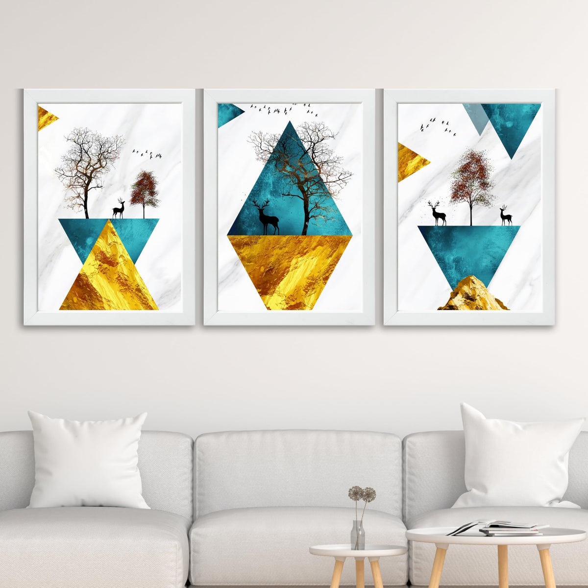 CRAFT QUEST Abstract Modern Art Wall Frame | Set of 3 Frames for Home Decoration | Ideal for Living Room, Bedroom & Offices