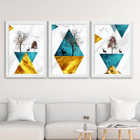 CRAFT QUEST Abstract Modern Art Wall Frame | Set of 3 Frames for Home Decoration | Ideal for Living Room, Bedroom & Offices