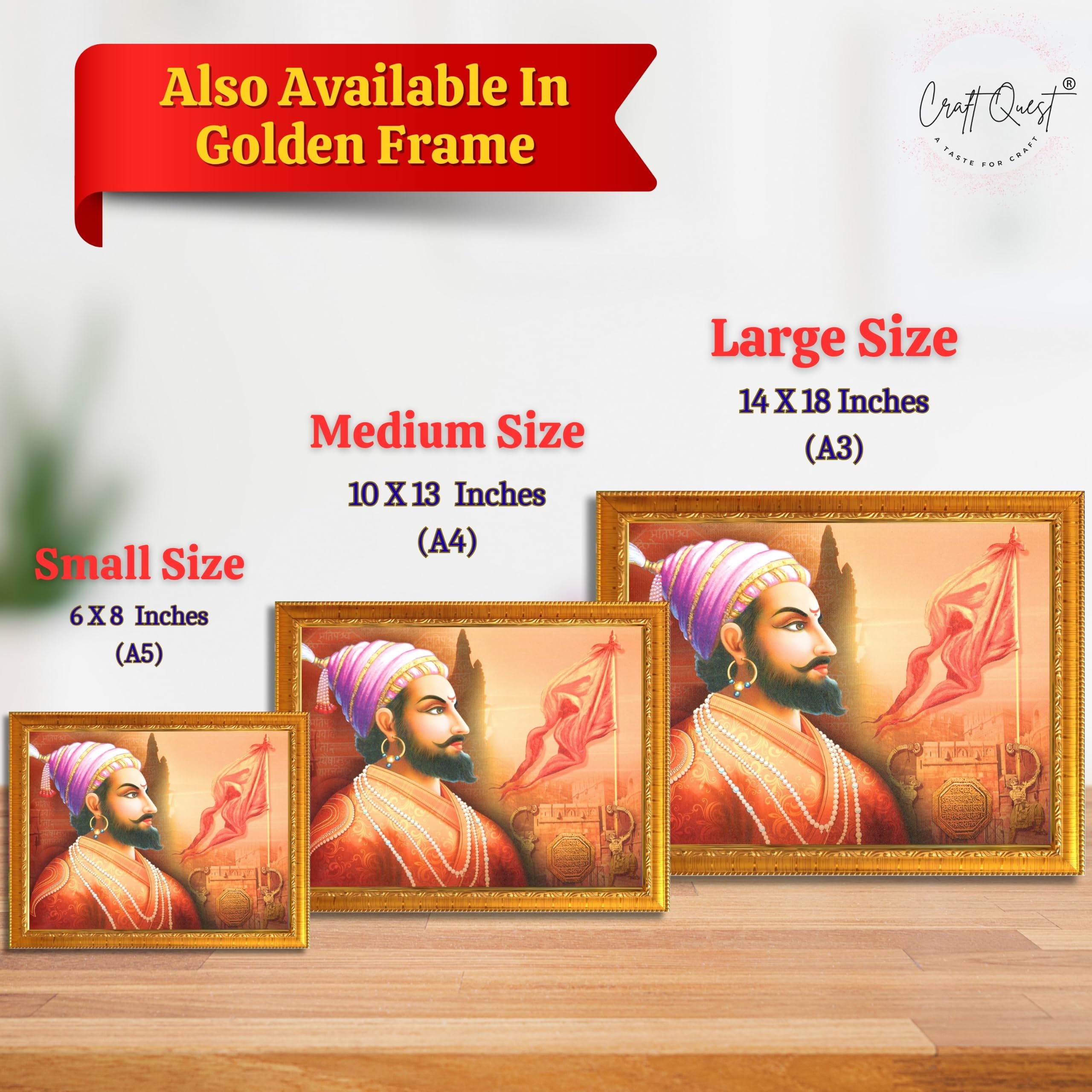 CRAFT QUEST Shri Chhatrapati Shivaji Maharaj Wall Photo Frame | Lightweight | Home Decoration Item | Best Gifting Option