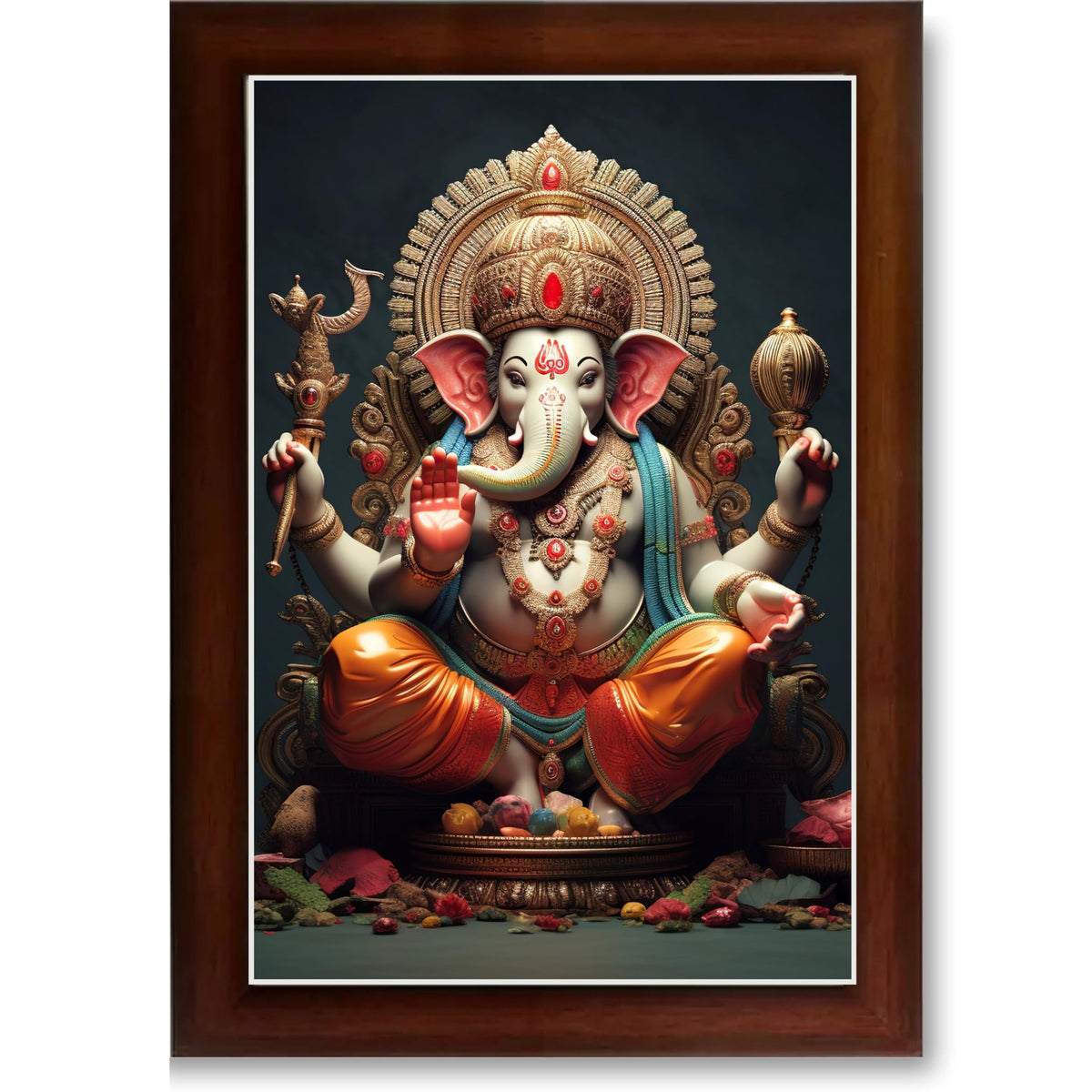 CRAFT QUEST Lord Ganesha Modern Wall Art Painting With Frame For Pooja, Home and Office Decor,