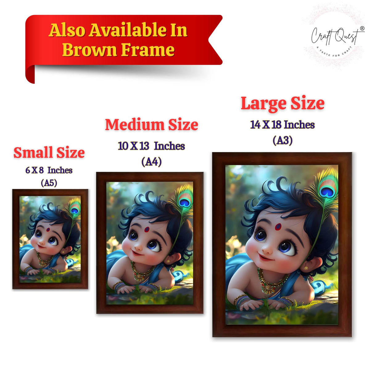 CRAFT QUEST Bal Gopal Painting Kanha Ji Poster | Laddu Lord Makhan Chor | Walls Home Bedroom Living Room Decoration Gift.