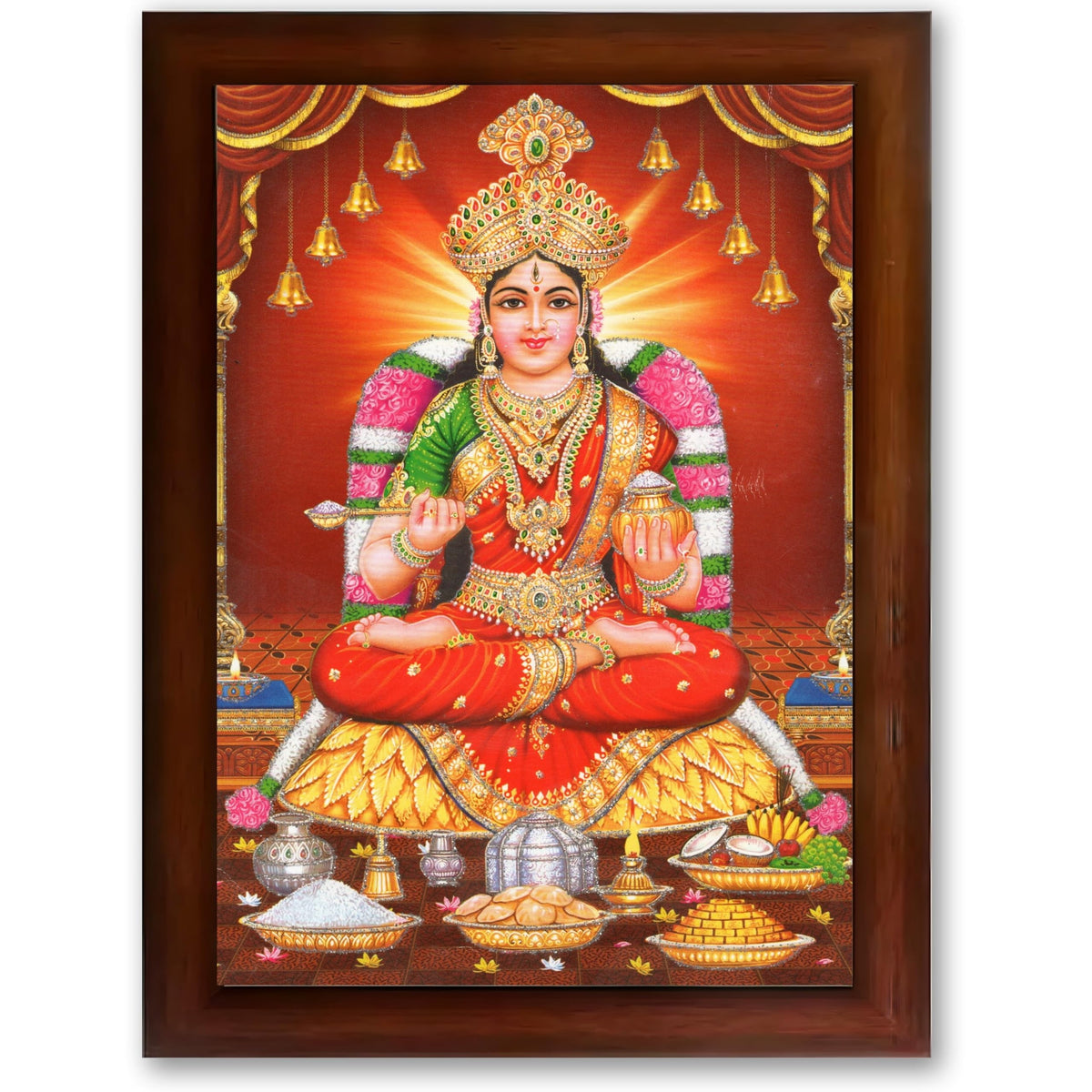 CRAFT QUEST Mata Annapurna Devi Photo for Kitchen Maa Wall Painting Framed Home Décor