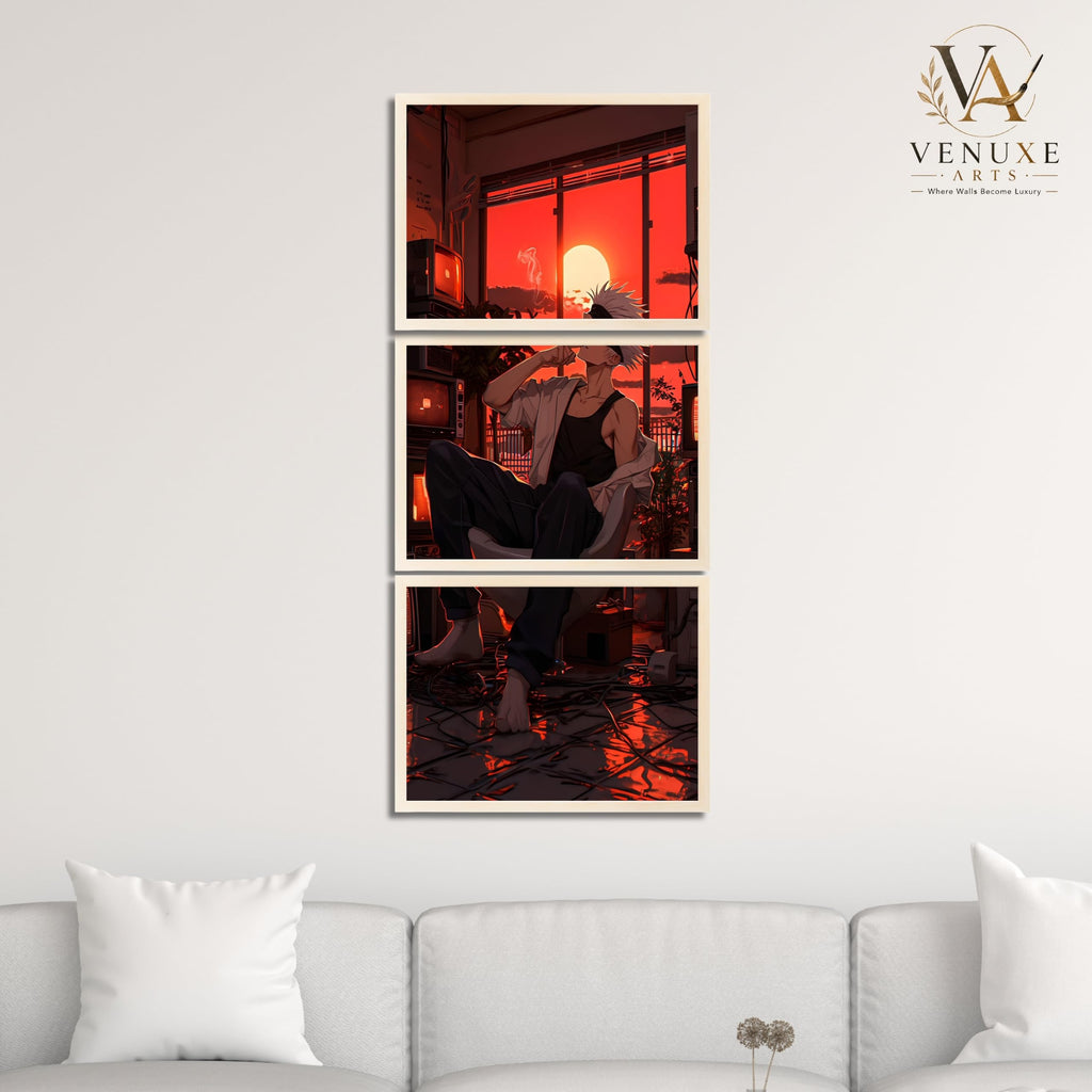 VENUXE ARTS Set Of 3 Anime Characters Wall Framed |Anime Characters Framed Poster for Living Room Bedroom Gaming Room Studio Wall Decor