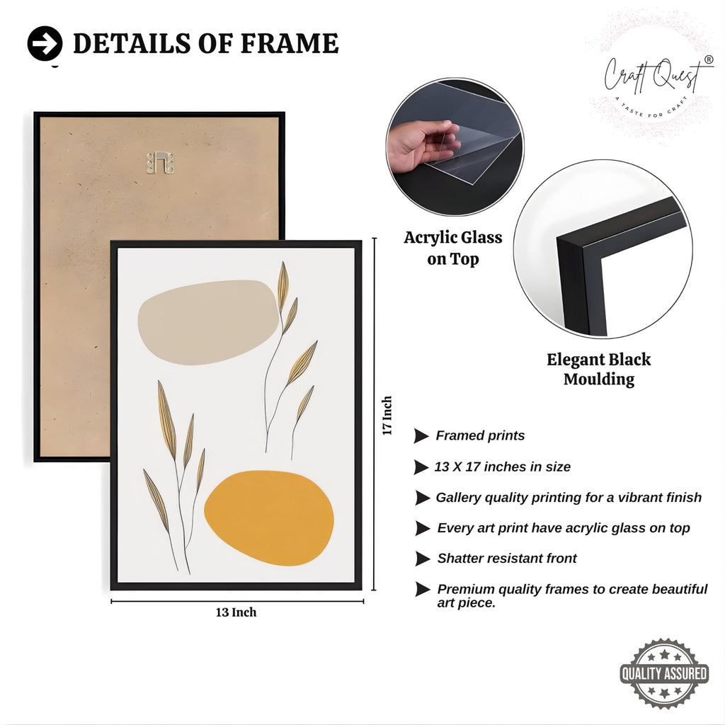 CRAFT QUEST Organic Abstract Wall Art Modern Art | Set of 3 Frames for Home Decoration | Ideal for Living Room, Bedroom & Offices