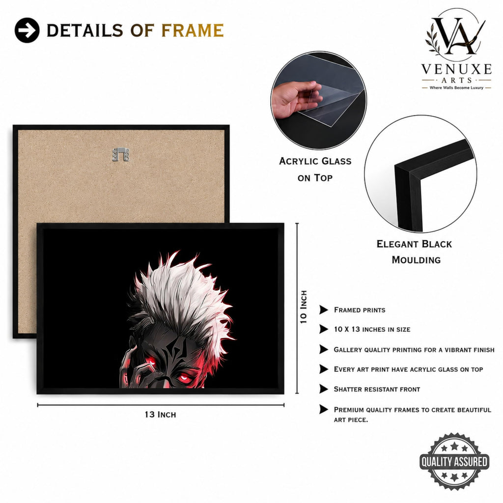 VENUXE ARTS Set Of 3 Anime Characters Wall Framed |Anime Characters Framed Poster for Living Room Bedroom Gaming Room Studio Wall Decor