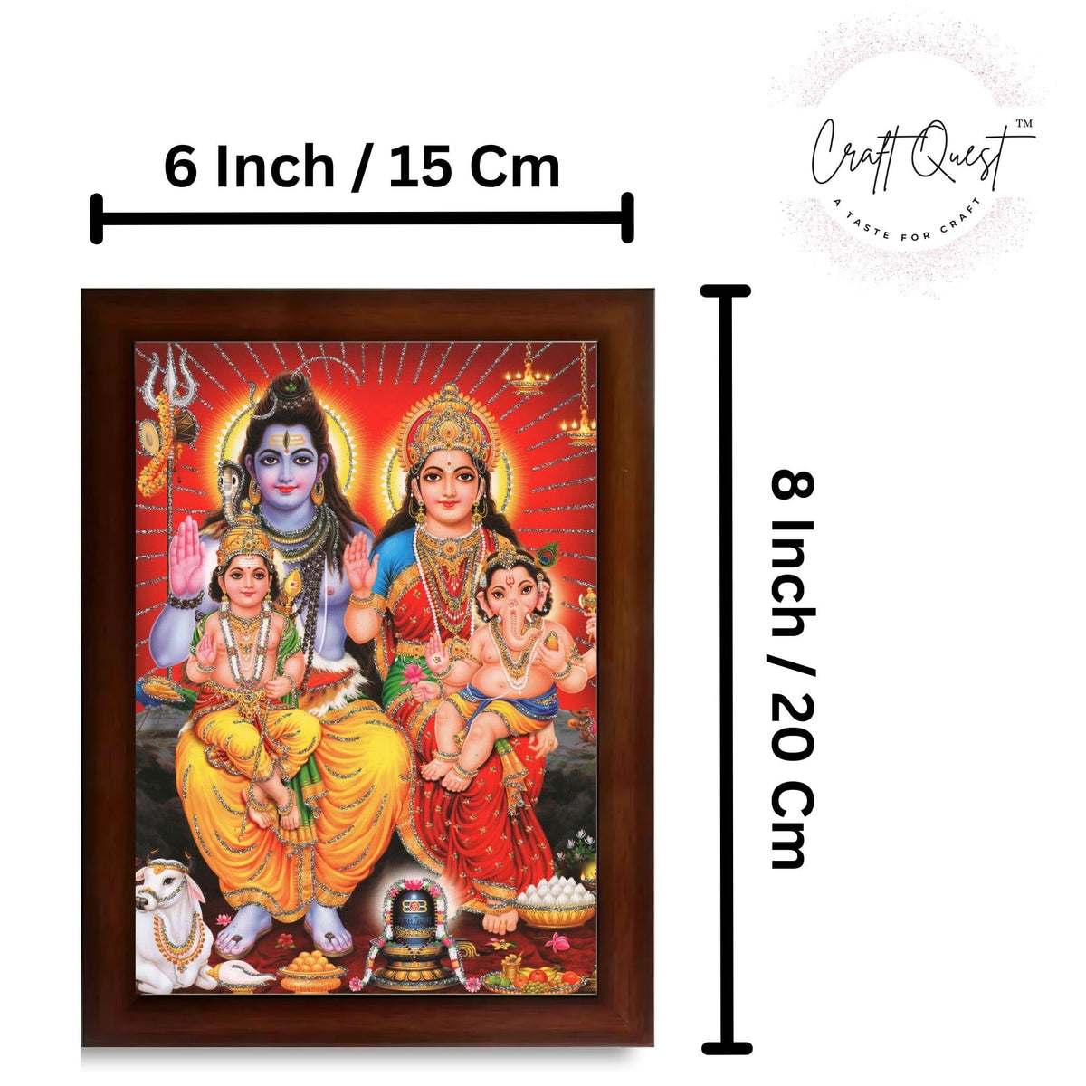 CRAFT QUEST Shiv Parivar Religious Wood Photo Frame with Acrylic glass