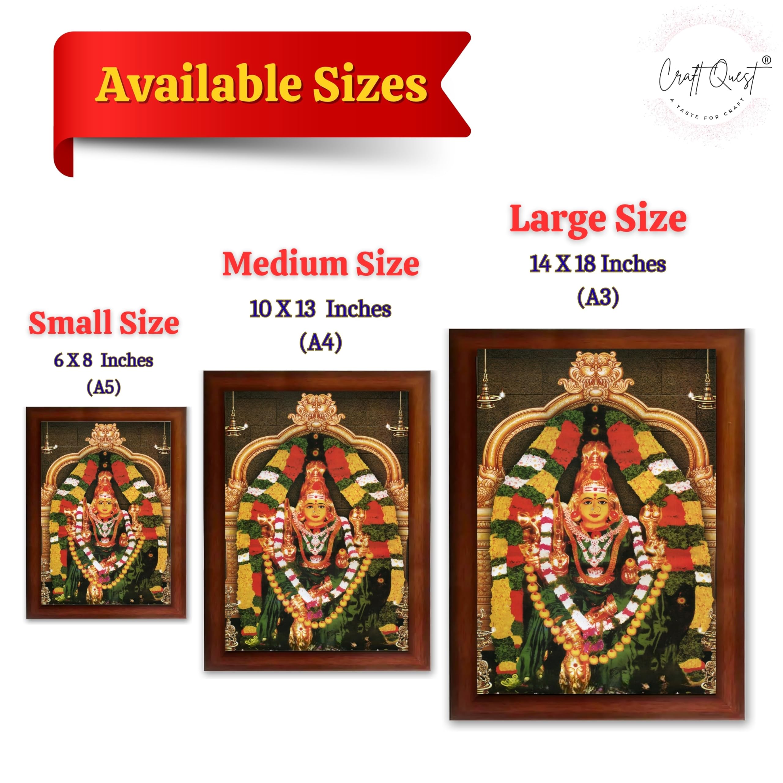 CRAFT QUEST Vijayawada Kanaka Durga Devi Durgamma Wall Photo Framed | South God Frame for Home, Office, Temple & Gifting