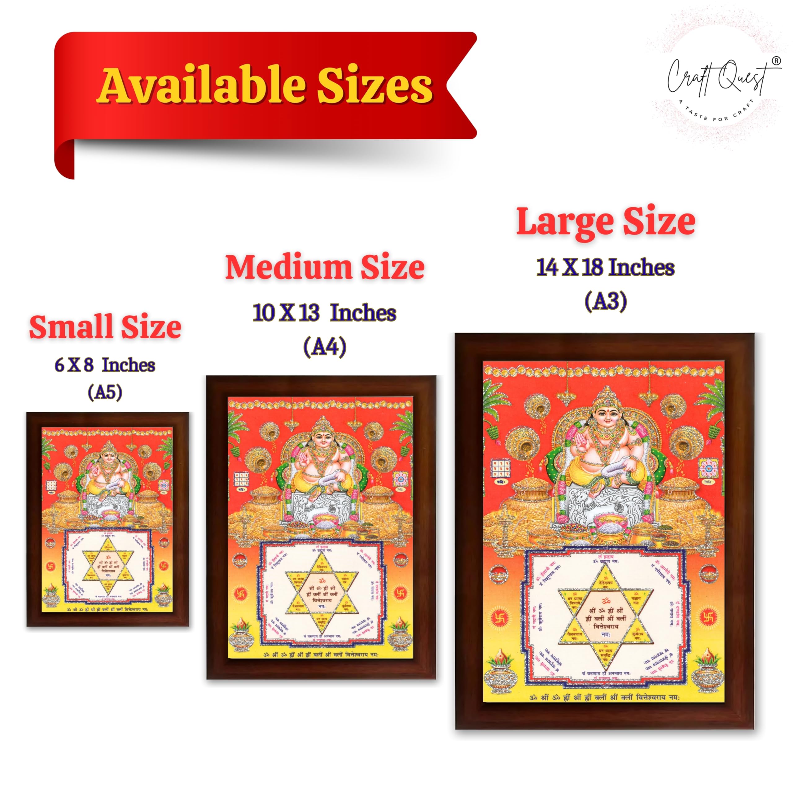 CRAFT QUEST Lord Kubera Swamy Bhagwan Kuber Kubera Wall Painting Framed Home Decor, Religious Photo Frame, Wall Decoration Item