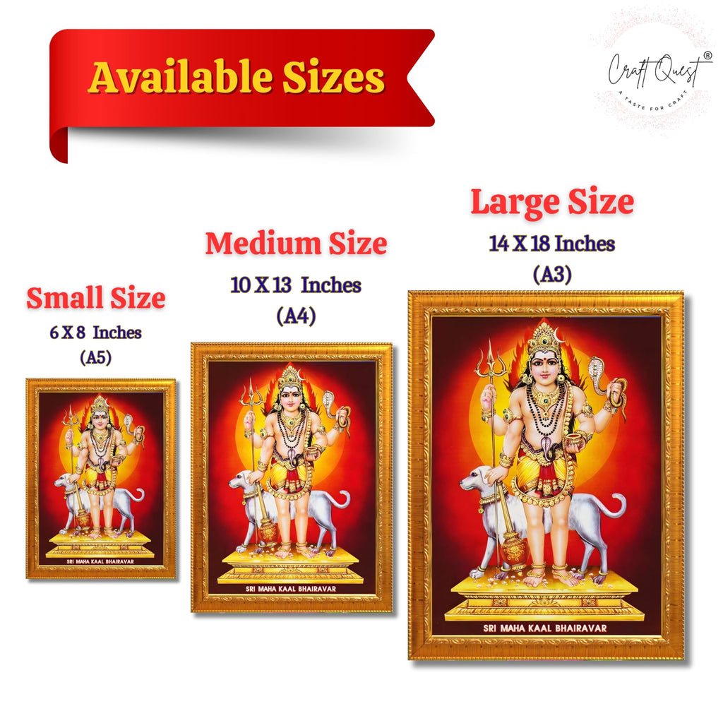 CRAFT QUEST Bhairava Kaal Bhairav Baba Bairava Photo Frame | Hindu God Spiritual Framed | Ideal for Home, Office, Temple & Puja Room, Wall Decor