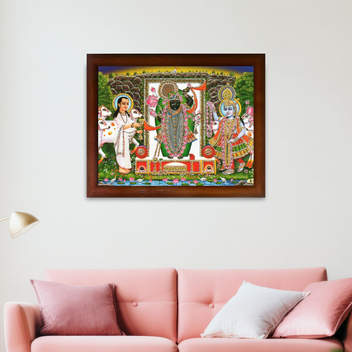 CRAFT QUEST Shrinathji Photo with Frame Shreenathji Photo with Frame Religious Framed Painting Home Decorative Item Synthetic Wood frame