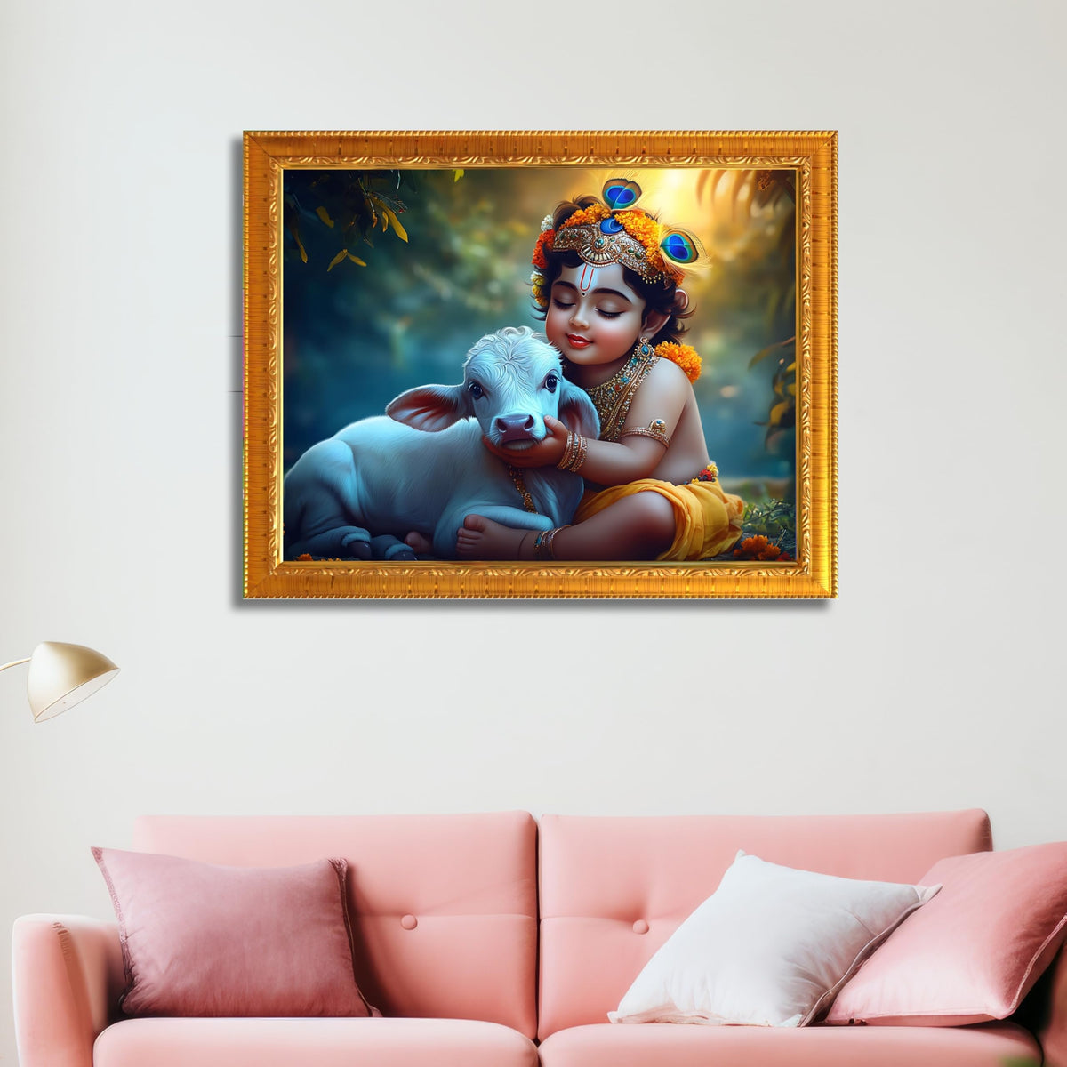 CRAFT QUEST Little Krishna Bal Gopal Wall Photo Frame | Hindu God Kanha Devotional Home Decor | Gift Item