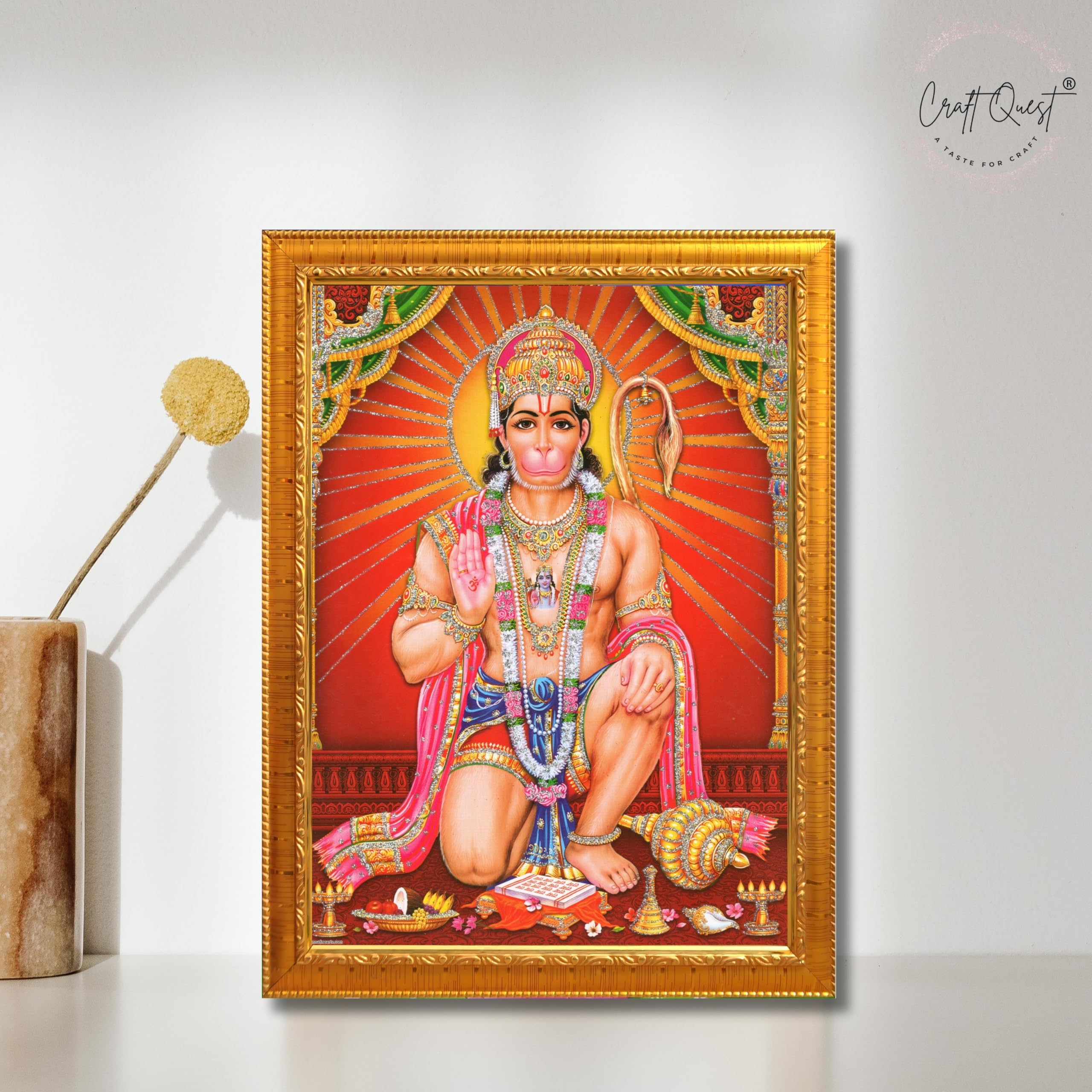 CRAFT QUEST Hanuman JI | Bajrangbali Religious Photo frame Home Decorative Item Synthetic frame
