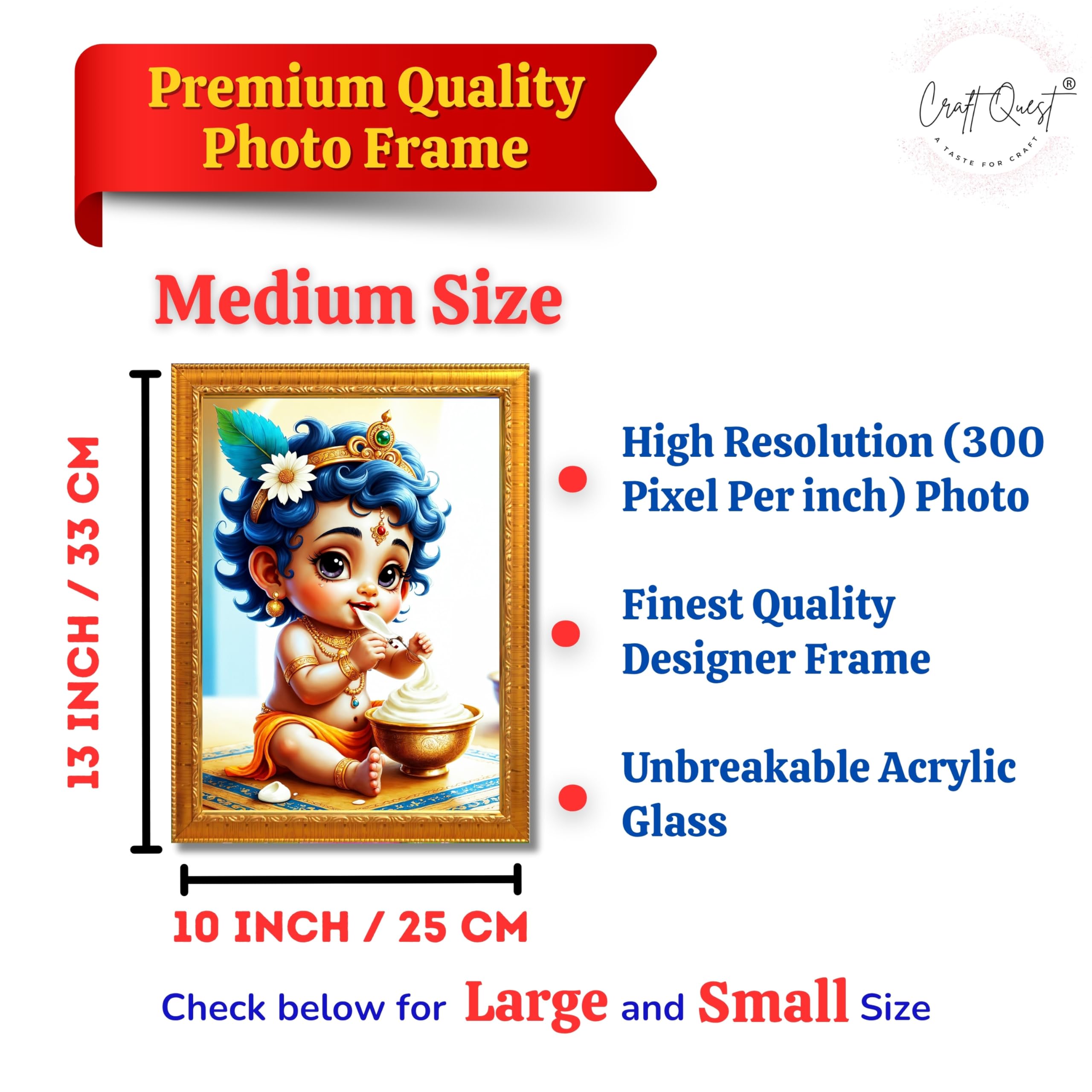 CRAFT QUEST Bal Gopal Painting Kanha Ji Poster | Walls Home Bedroom Living Room Decoration Gift.